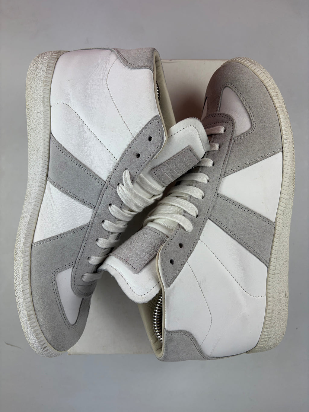 Maison Margiela high top suede & leather gats - eu 40 / us 7 - white