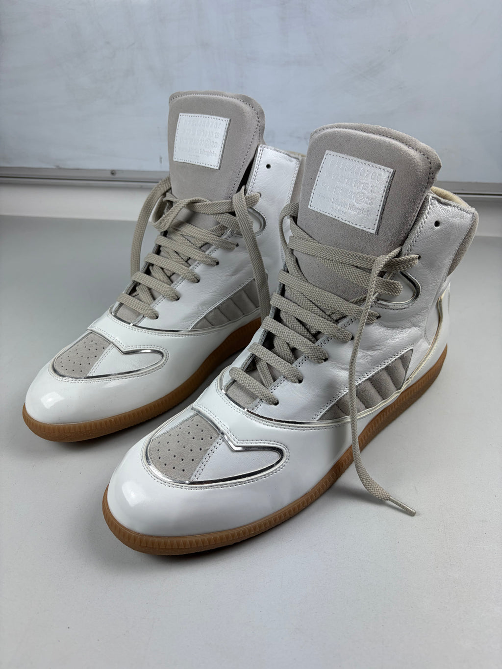 Maison Margiela ‘Cadillac’ patent leather & suede high tops - eu 45 / us 12 / uk 11 - brand new