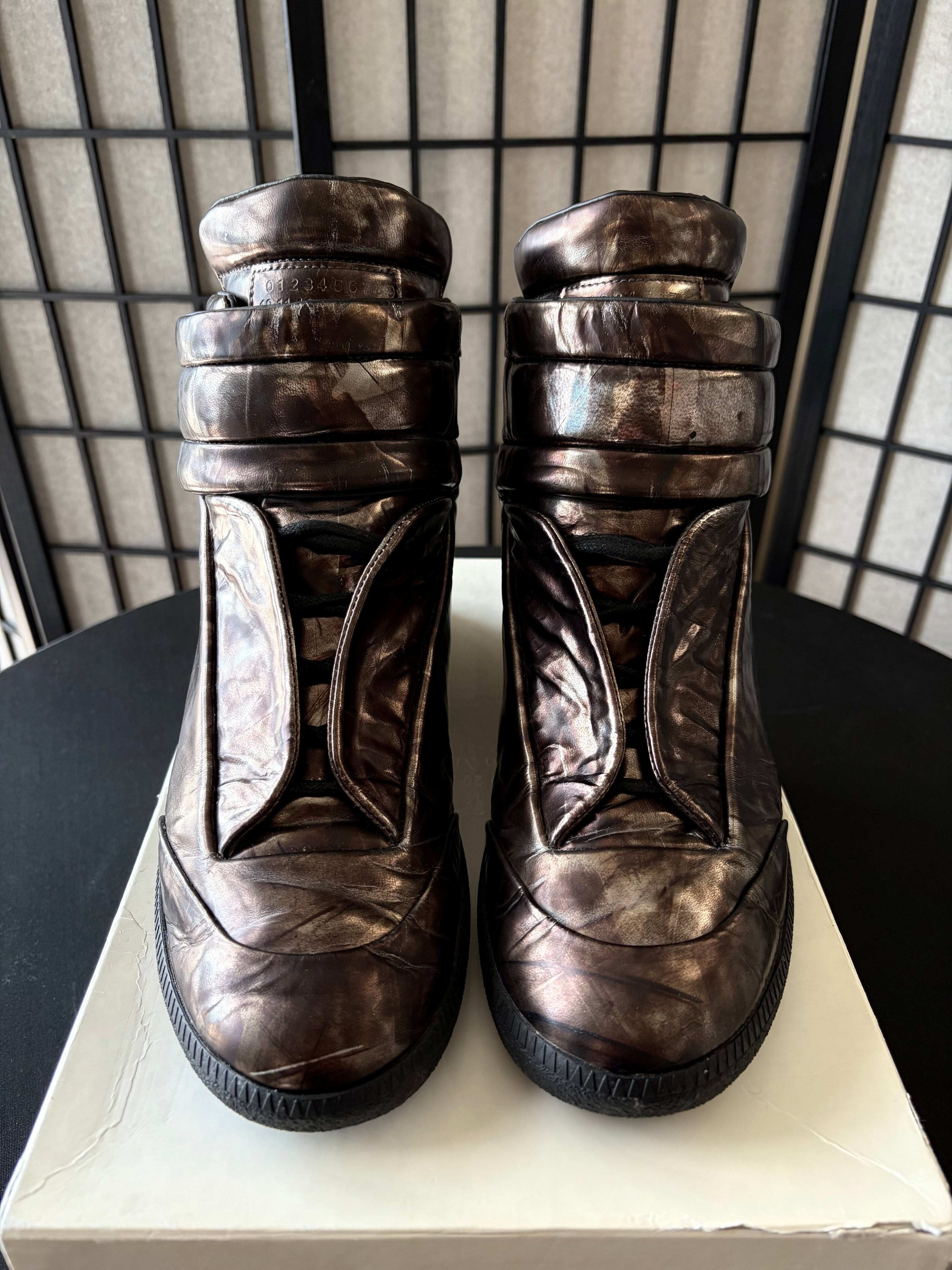 2016 Maison Margiela Future ‘Metallic Bronze’ high tops - eu 43 / us 10