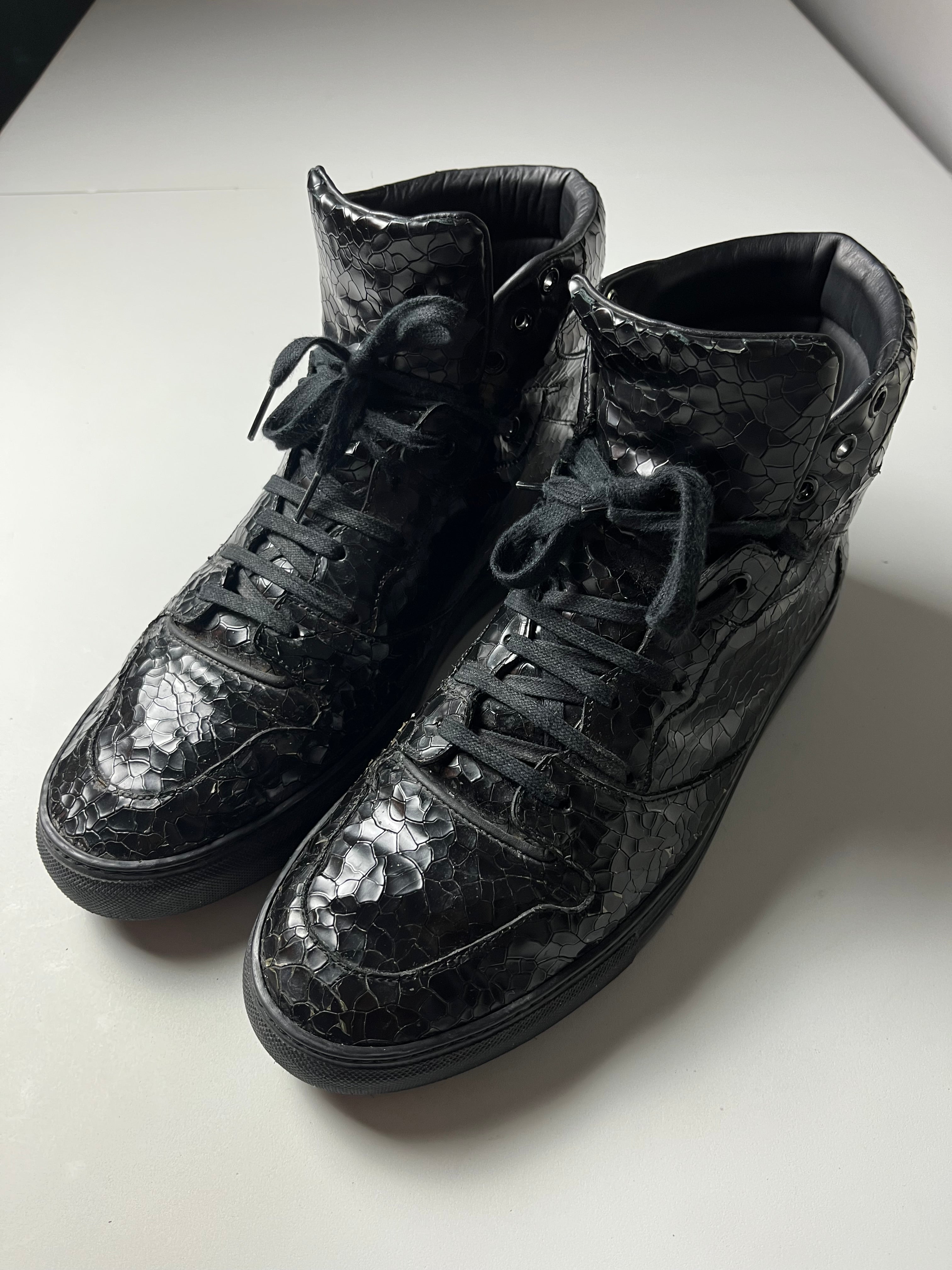 Balenciaga embossed croc leather high tops - Eu 43 - black