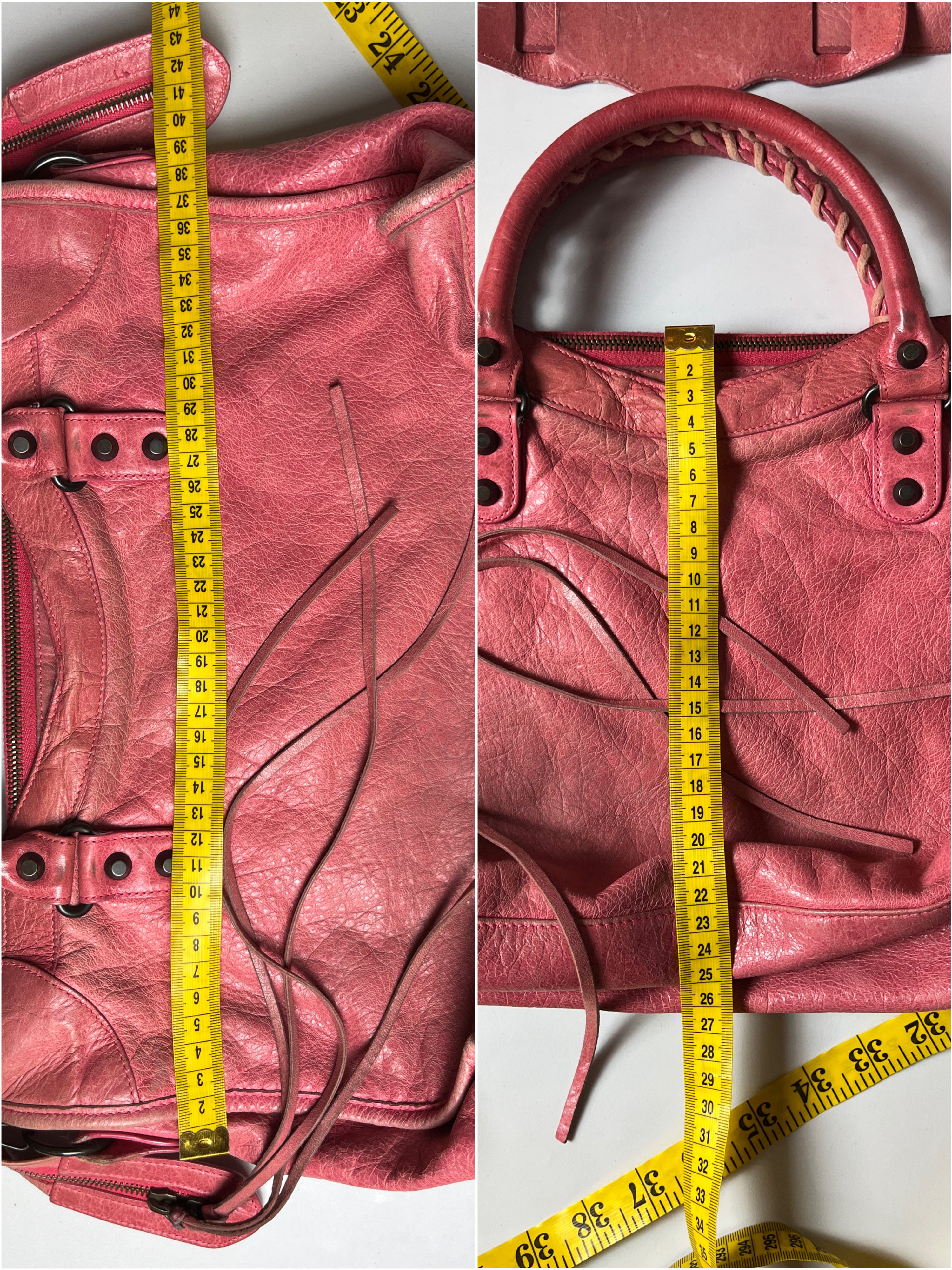2011 BALENCIAGA Pink Lambskin Leather Motorcycle City Bag - pink