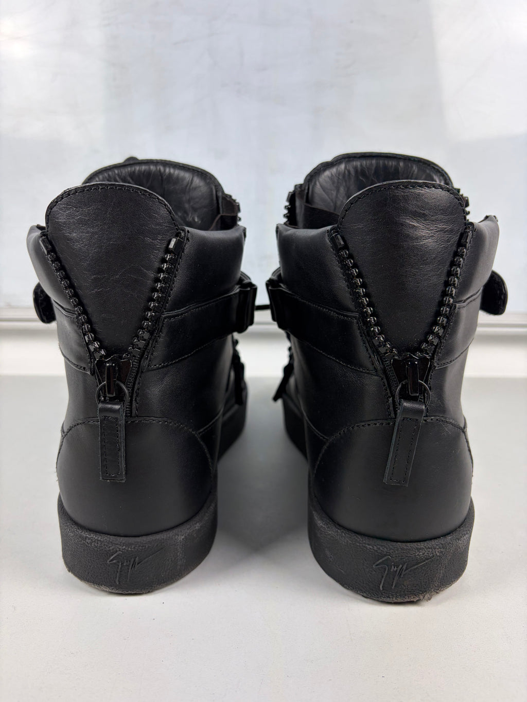 Giuseppe Zanotti 'Coby' double strap high tops - eu 44 / us 11 / uk 10 - triple black