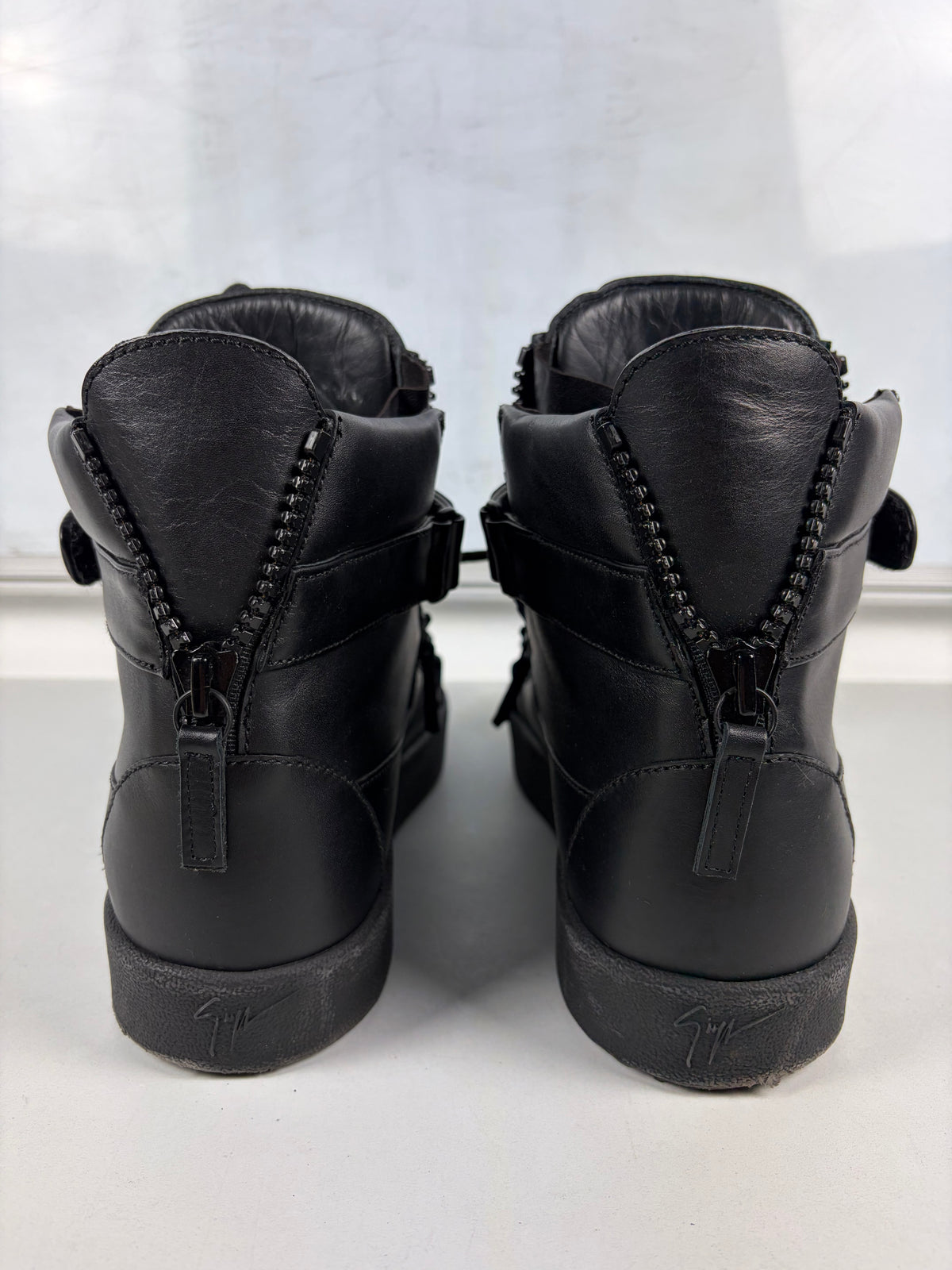 Giuseppe Zanotti 'Coby' double strap high tops - eu 44 / us 11 / uk 10 - triple black