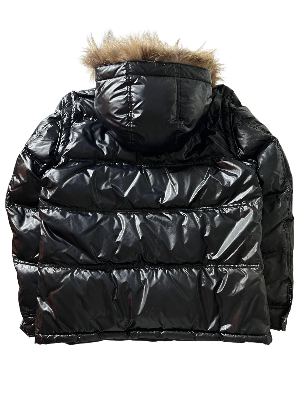 00’s BURBERRY made in Japan real fur down waxed jacket (M/L) - black