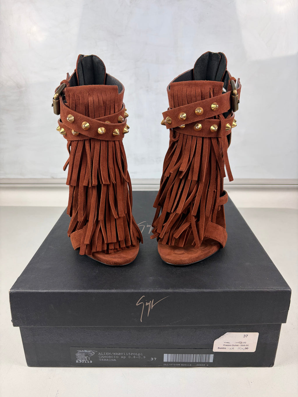 Giuseppe Zanotti ‘Alien’ brown suede fringe sandals - eu 37 / us 7 / uk 4