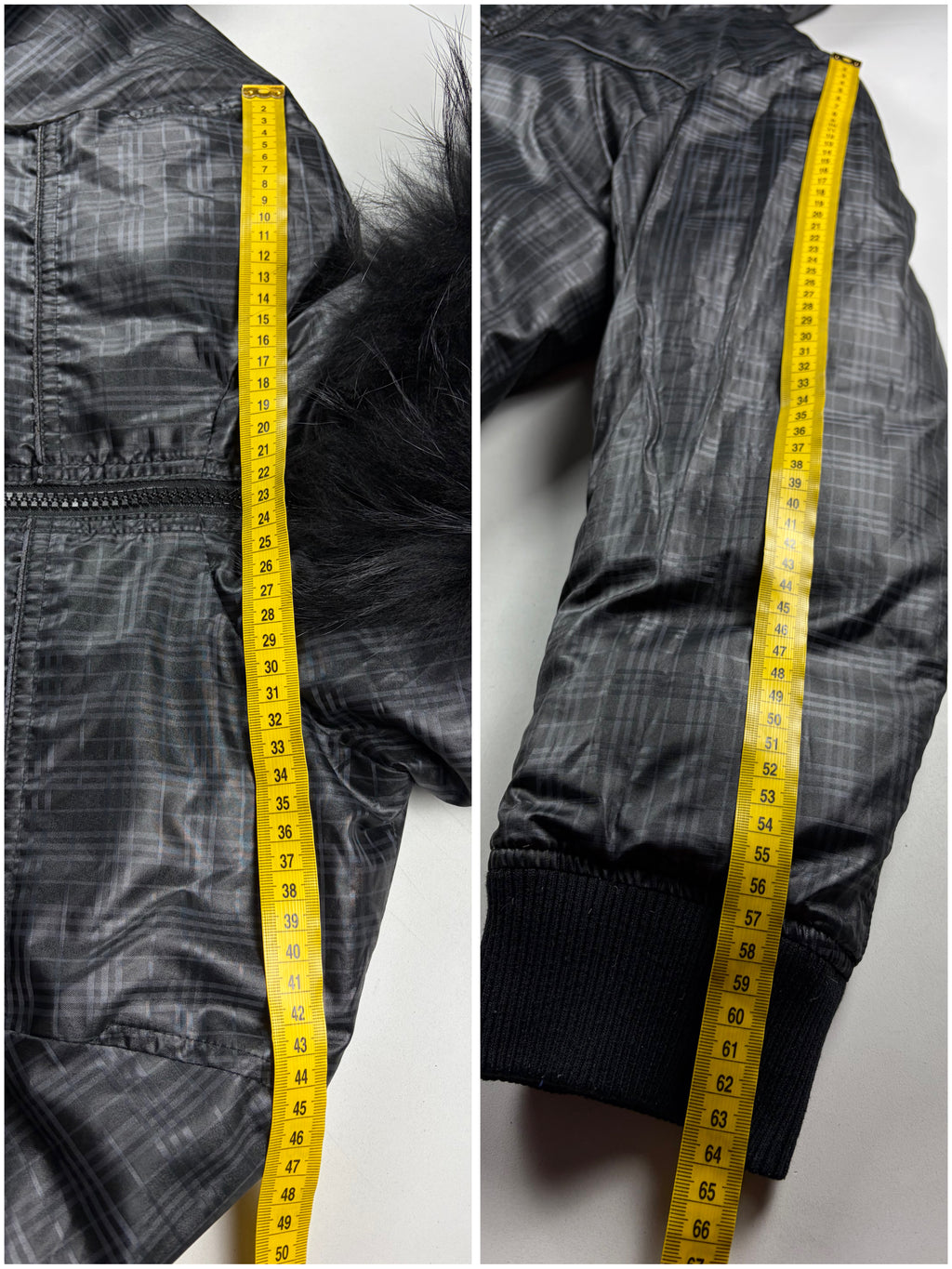 00’s BURBERRY Black Label reversible real fur down bomber jacket (M/L) - black