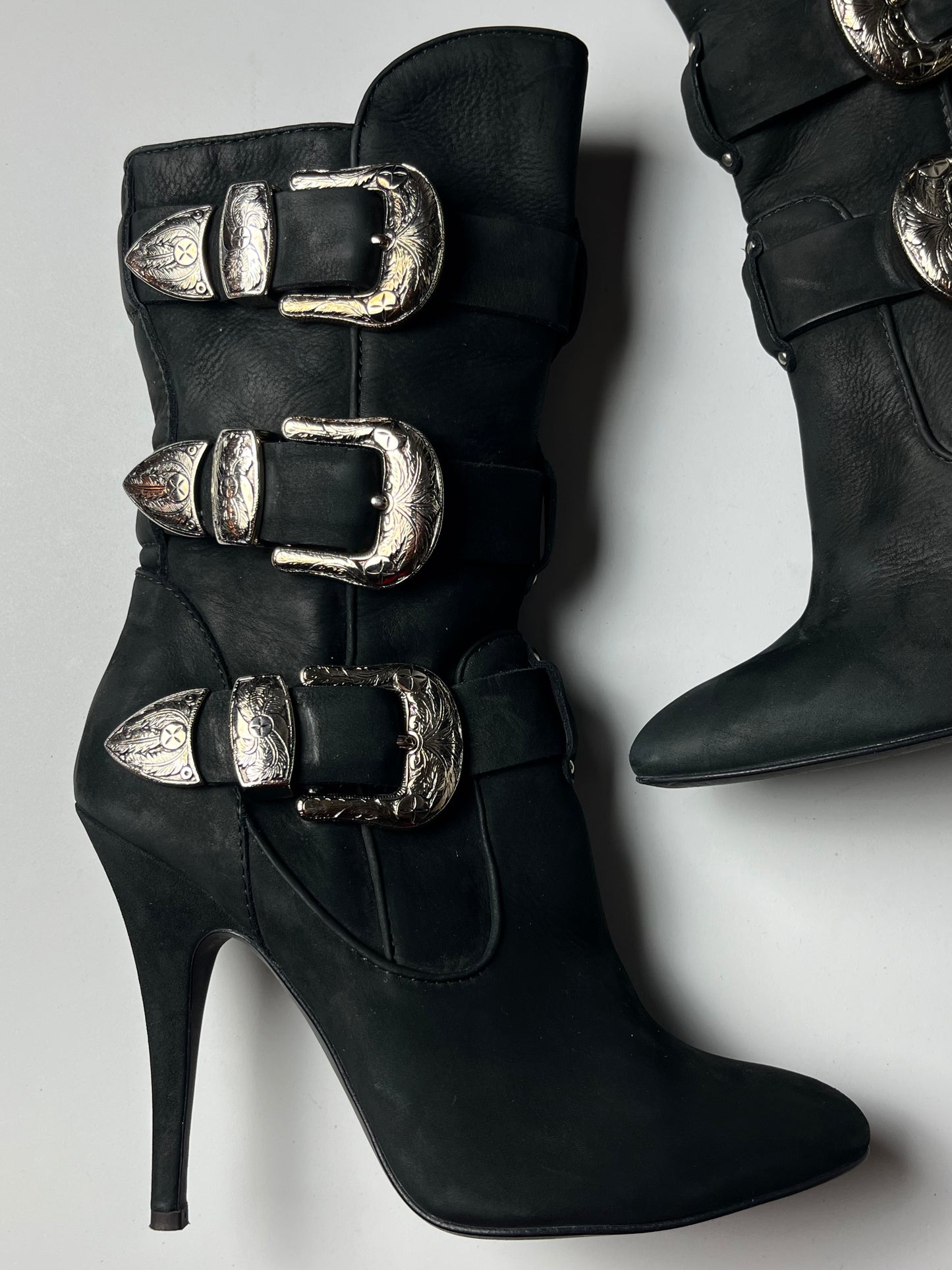 Giuseppe Zanotti x BALMAIN leather buckle boots - EU 37 1/2 - black