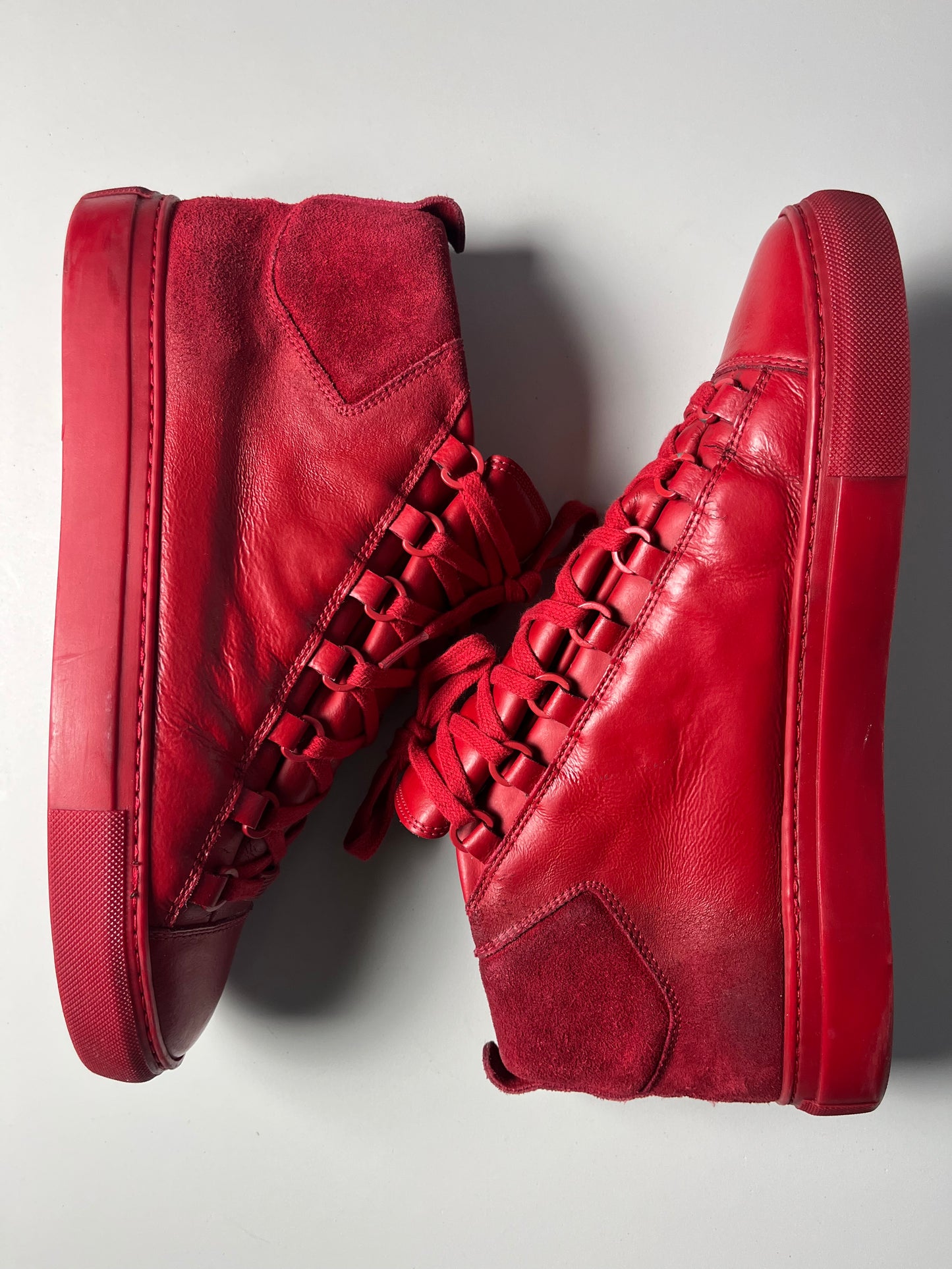 BALENCIAGA ARENA HIGH (red suede & leather)