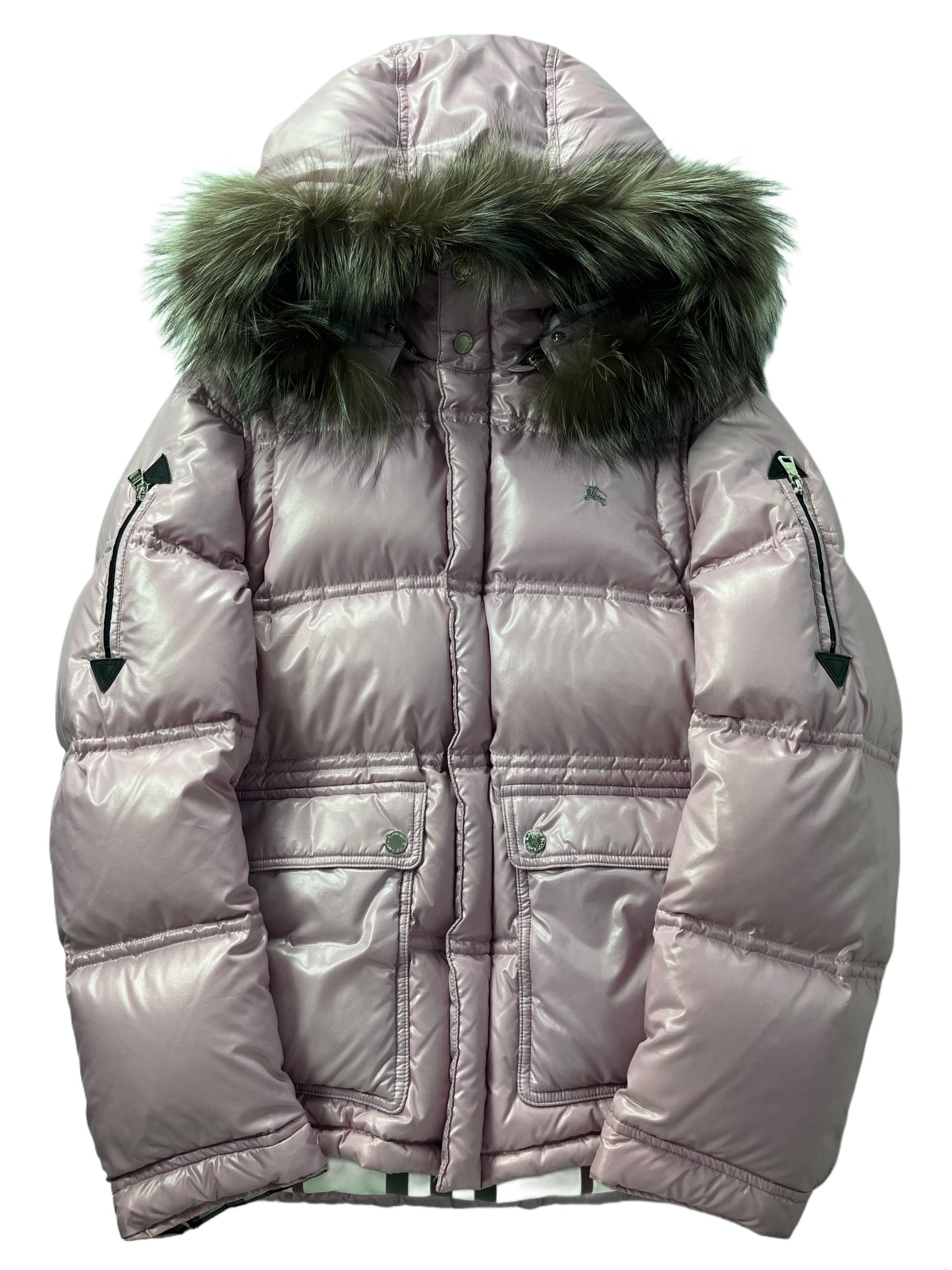 00’s BURBERRY made in Japan real fur down jacket (S/M) - pink