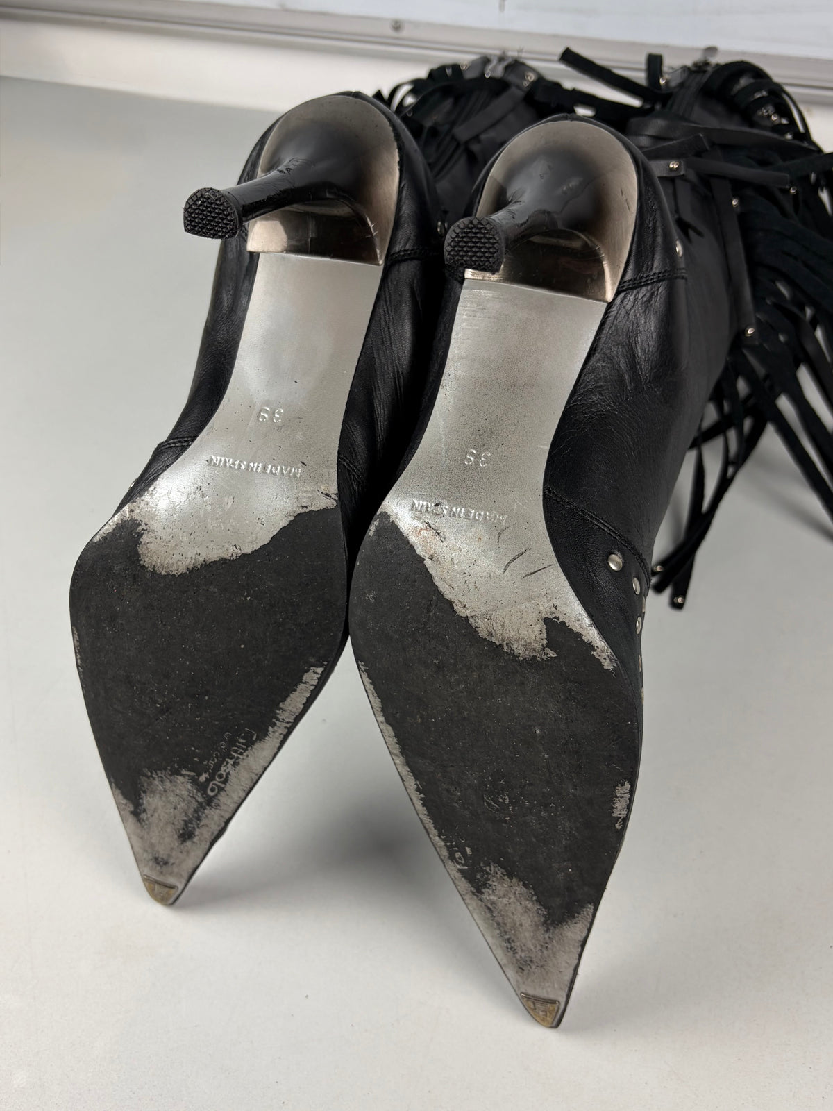 Vintage El Dantés studded fringe western stiletto boots - eu 39 / us 8 / uk 6