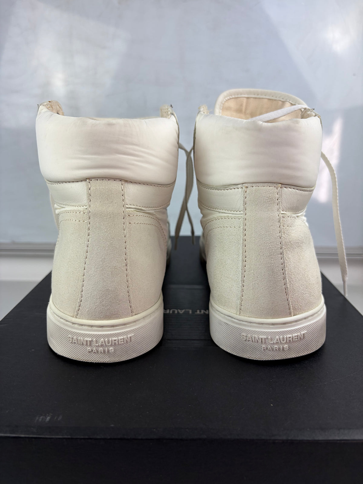 Saint Laurent ‘Smoking Forever’ nylon & suede high tops - eu41/us8/uk7
