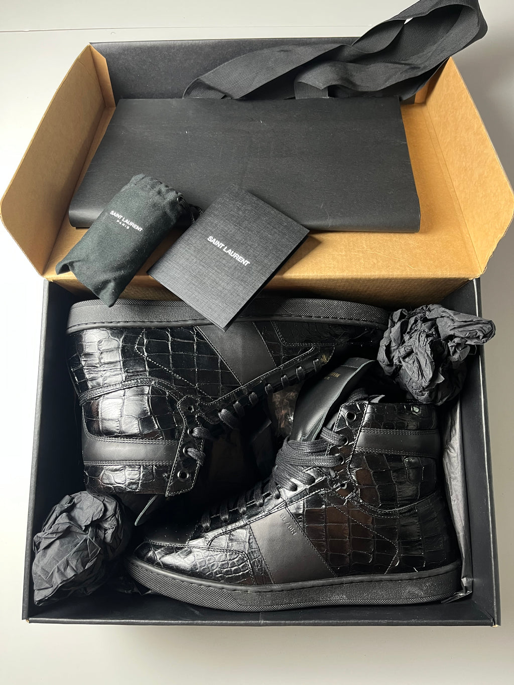 Saint Laurent embossed croc leather high tops - Eu 42 - black