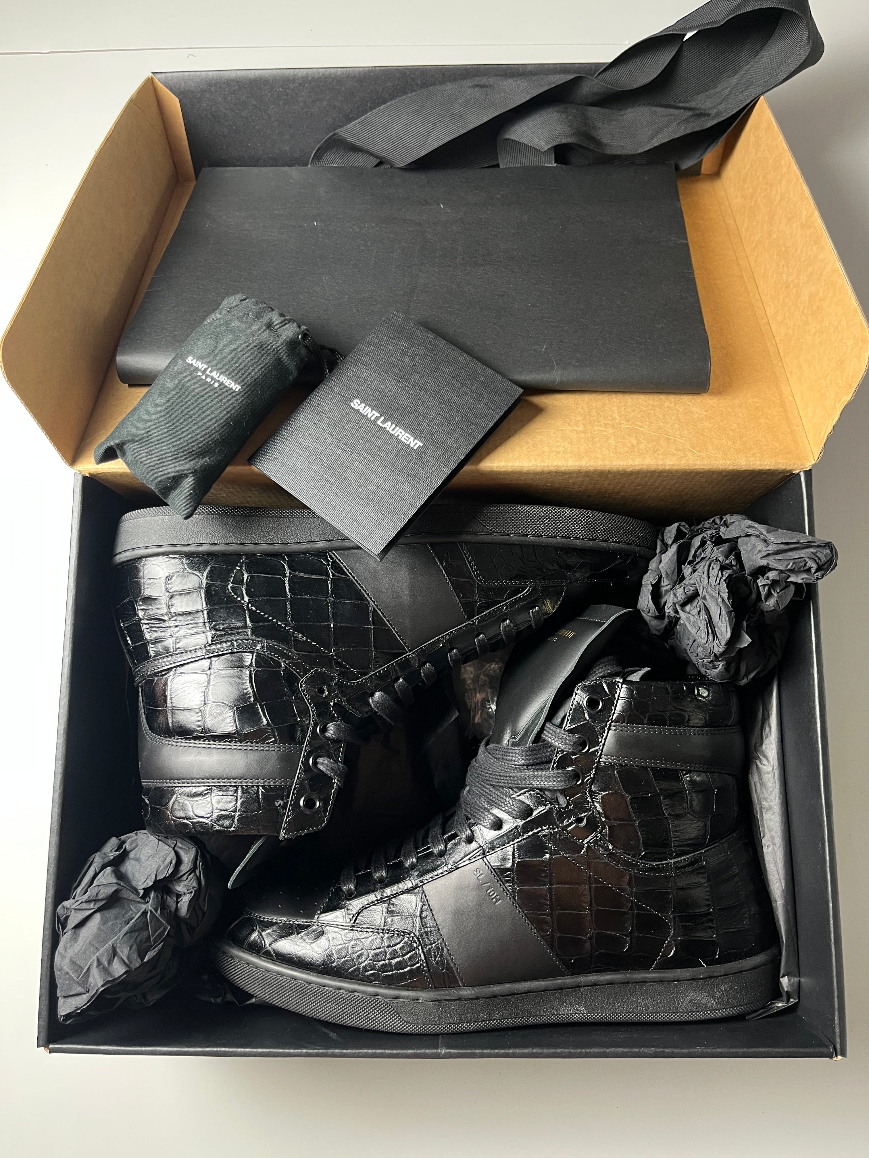 Saint Laurent embossed croc leather high tops - Eu 42 - black