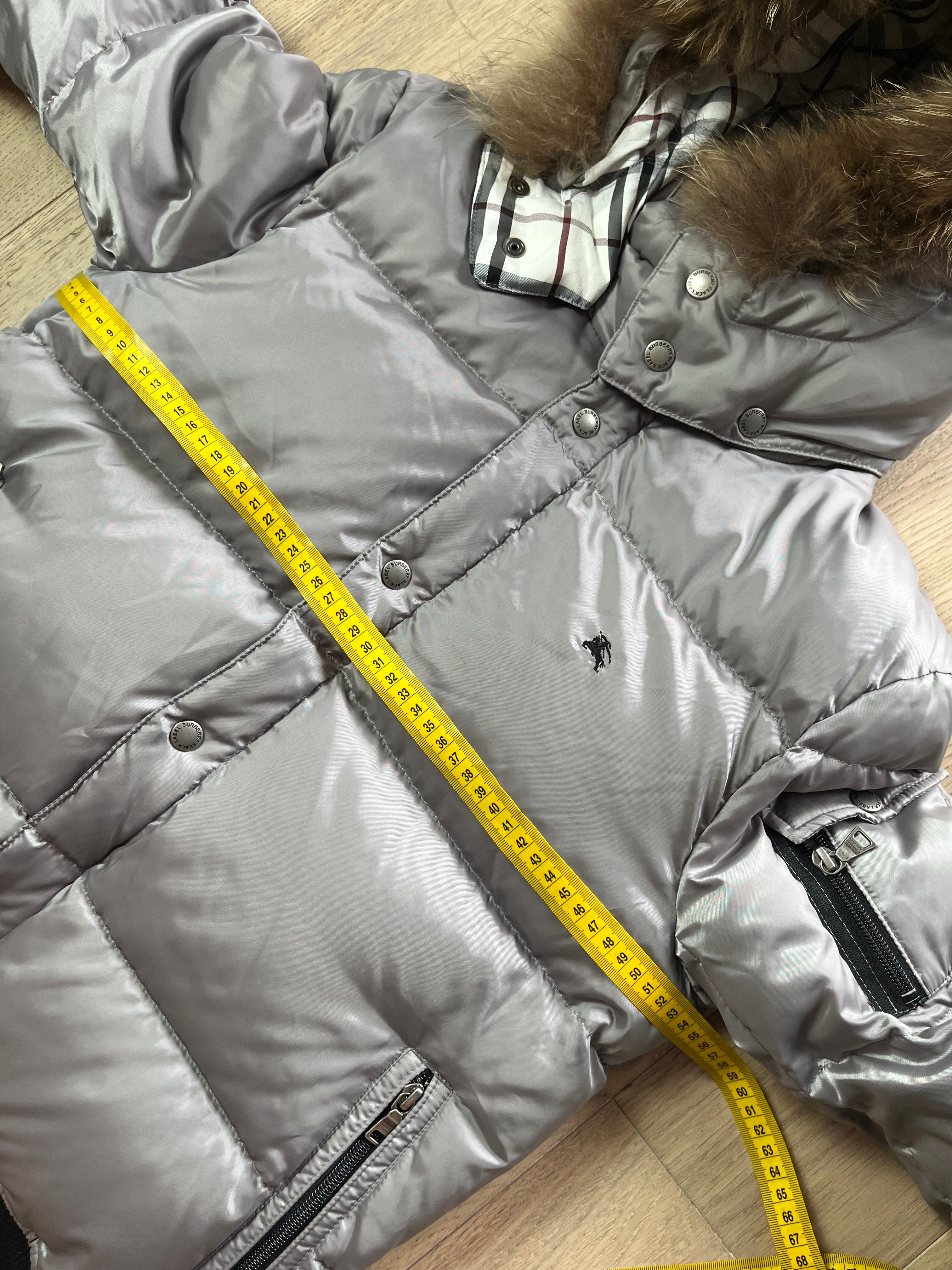 00’s BURBERRY made in Japan real fur down jacket (S/M) - silver grey