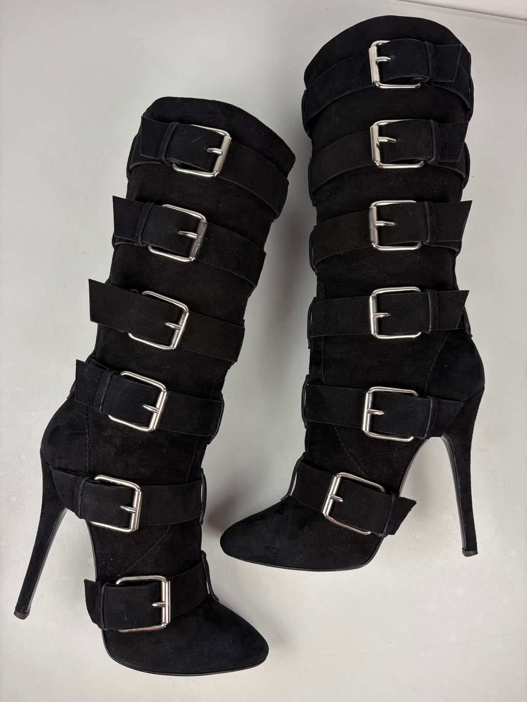 2009 BALMAIN X Giuseppe Zanotti Suede Multi-Buckle Boots - eu 40 / us 8 / uk 7