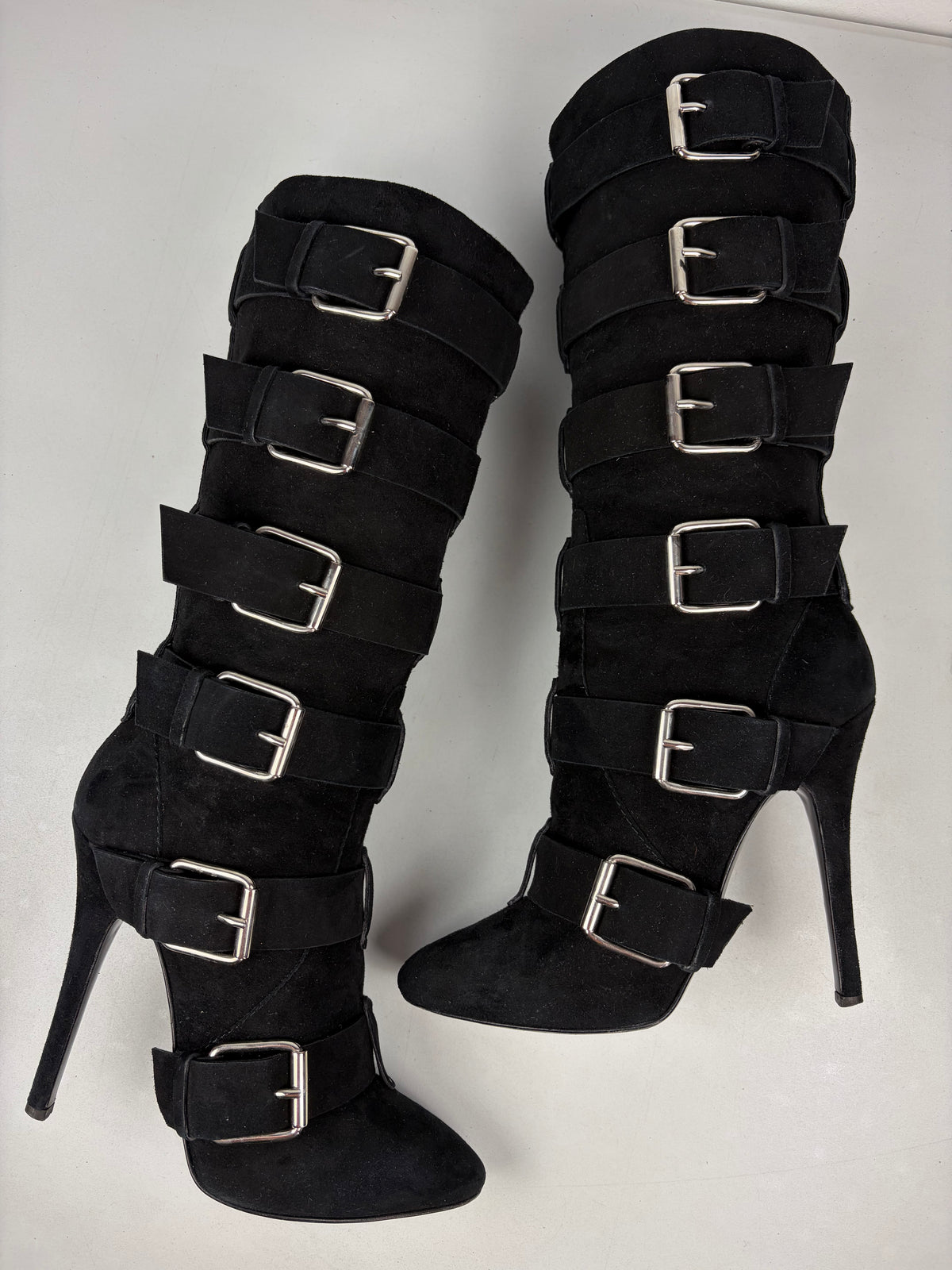2009 BALMAIN X Giuseppe Zanotti Suede Multi-Buckle Boots - eu 40 / us 8 / uk 7