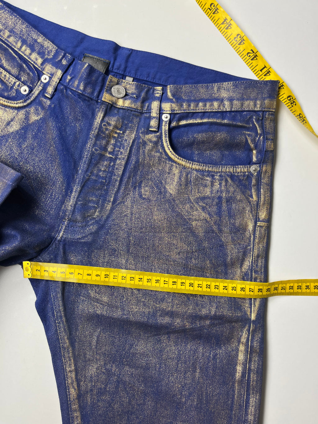 2009 DIOR ‘Planisphere’ gold luster jeans