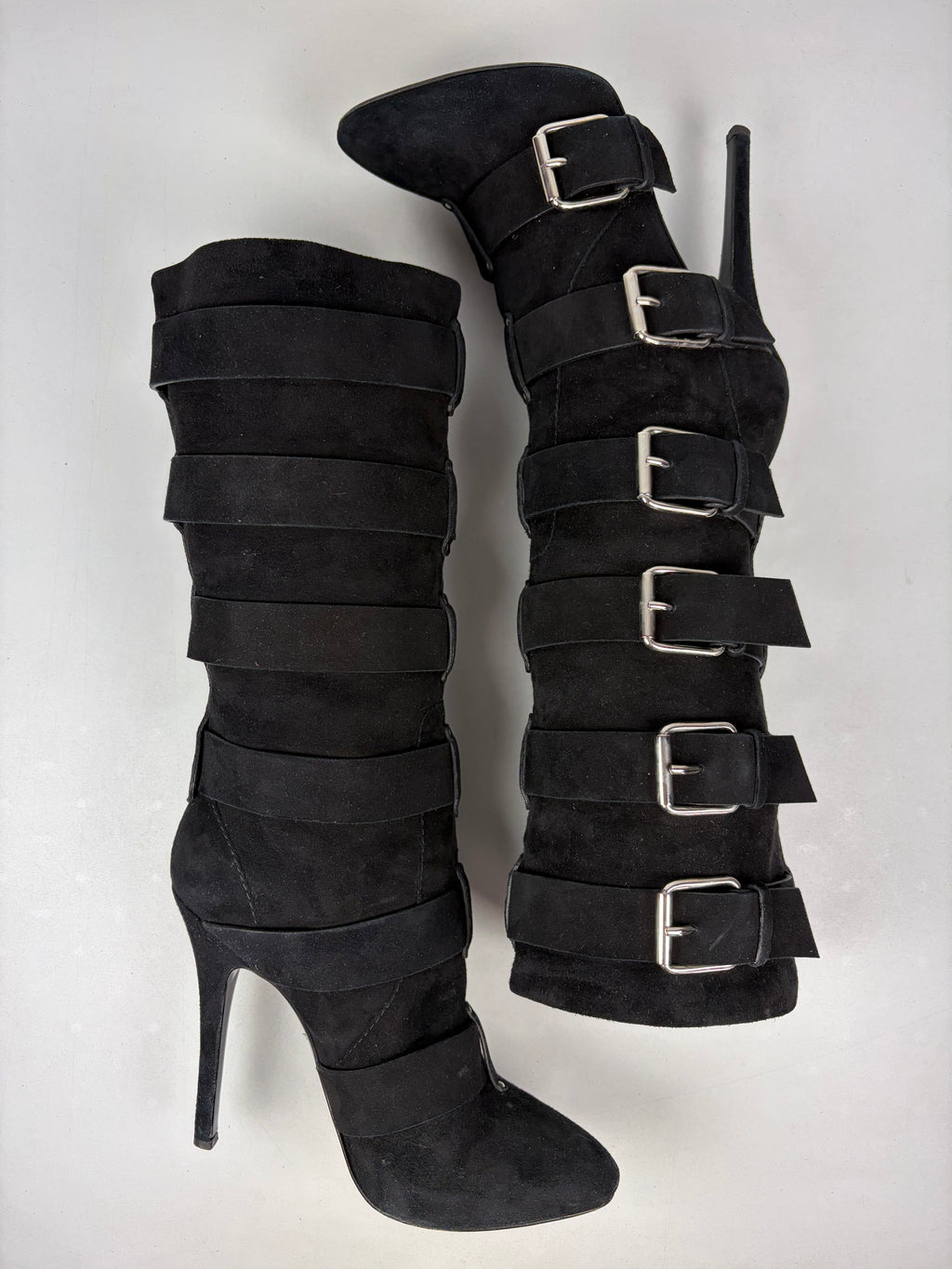 2009 BALMAIN X Giuseppe Zanotti Suede Multi-Buckle Boots - eu 40 / us 8 / uk 7