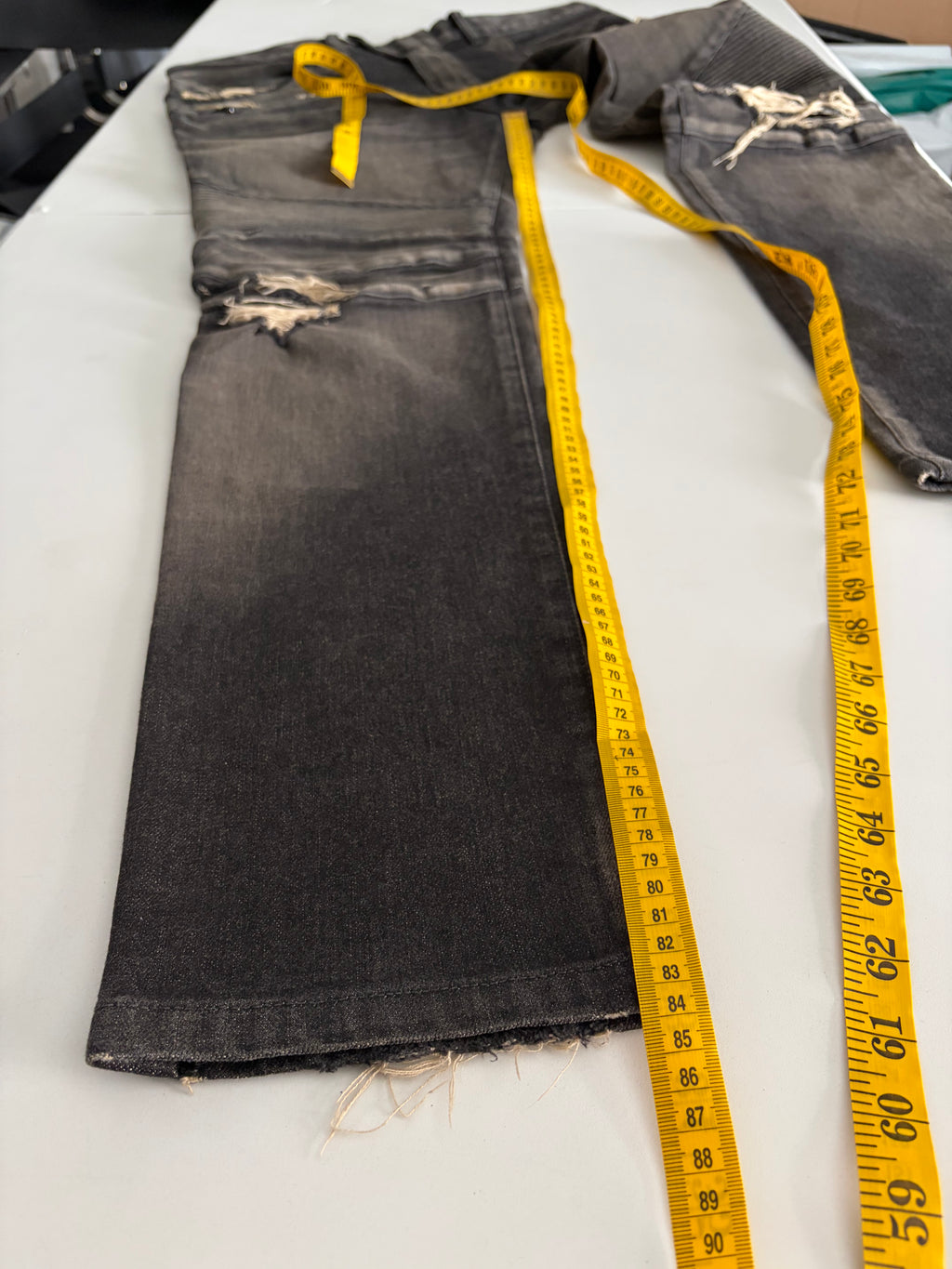 BALMAIN distressed ribbed biker denim - 36