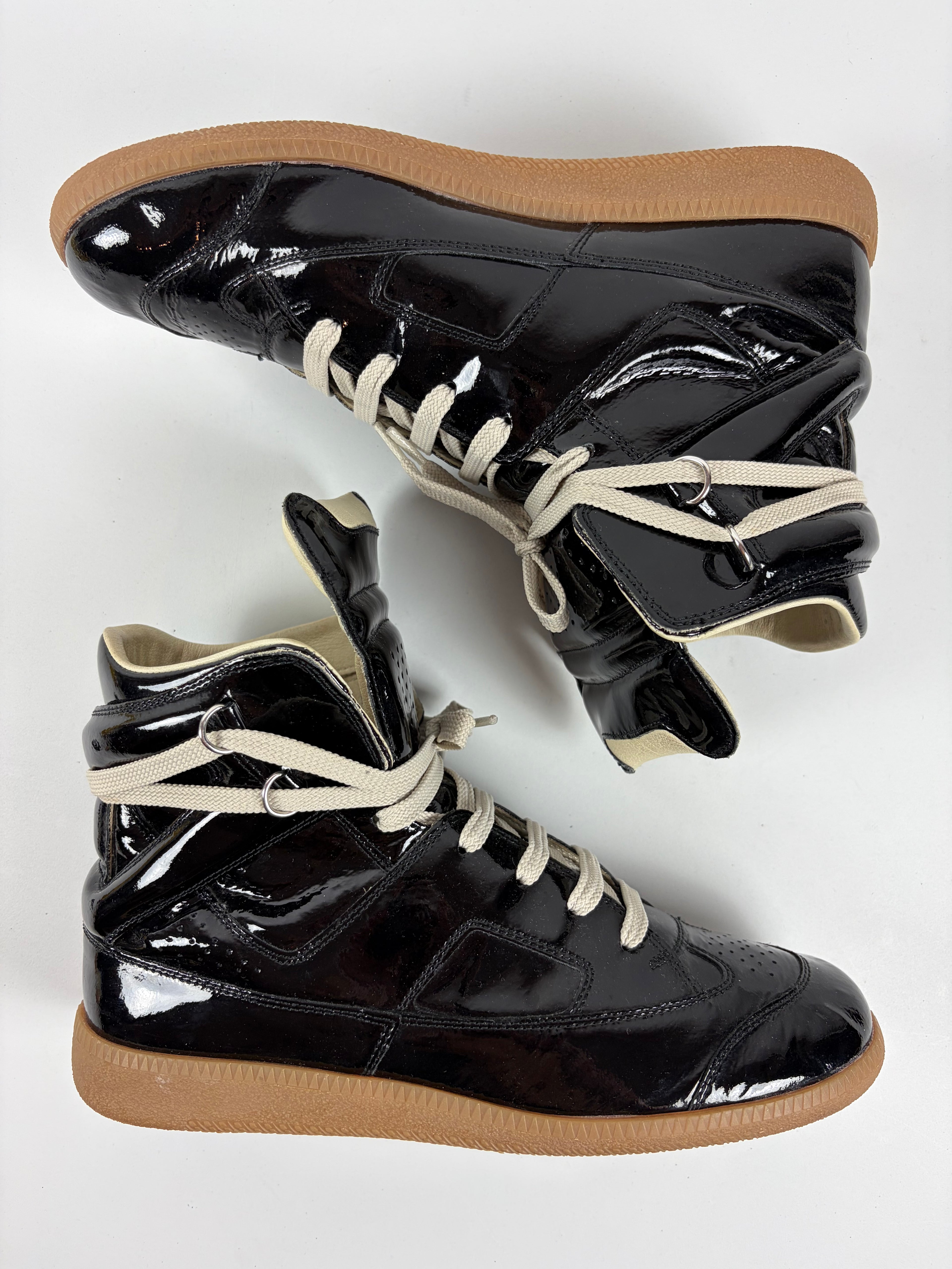 2009 Maison Martin Margiela black patent leather high-top sneakers - eu 40