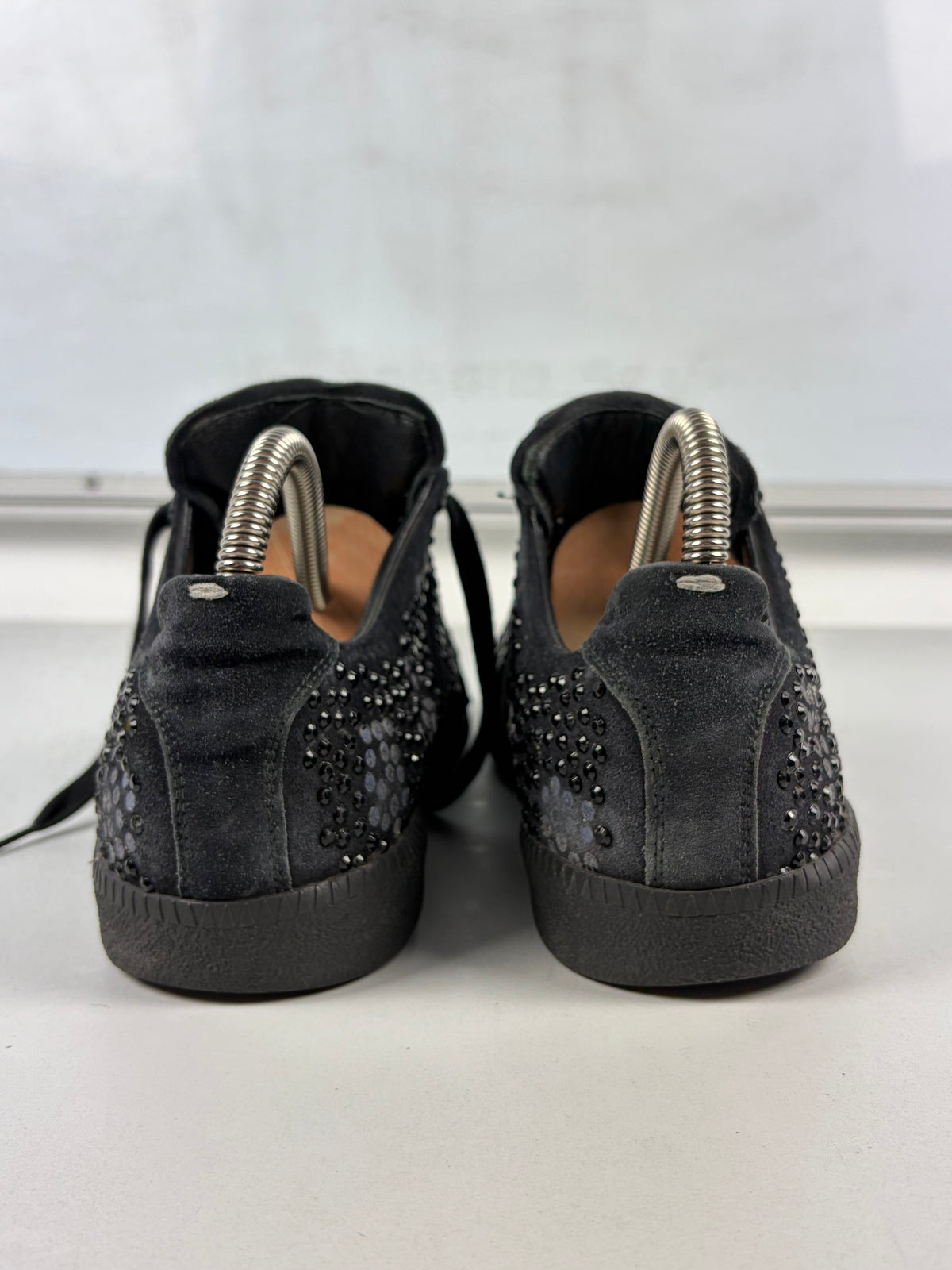 Maison Margiela Replica crystal-embellished suede sneakers - eu 38 / us 8 / uk 5 - black