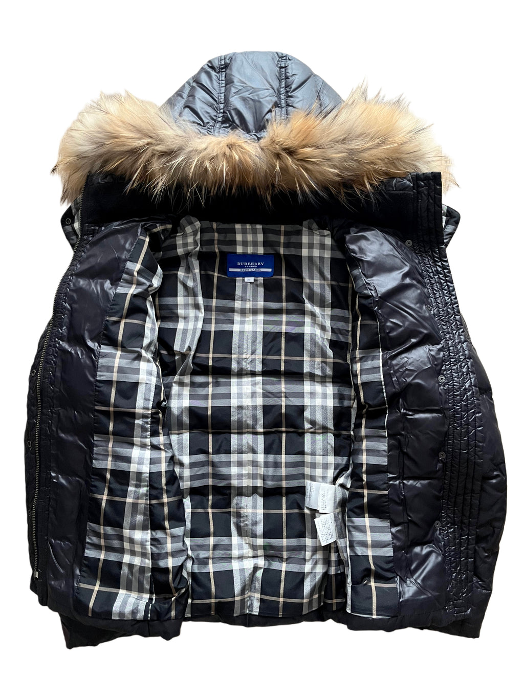 00’s BURBERRY made in Japan real fur down jacket (XS/S) women’s - black