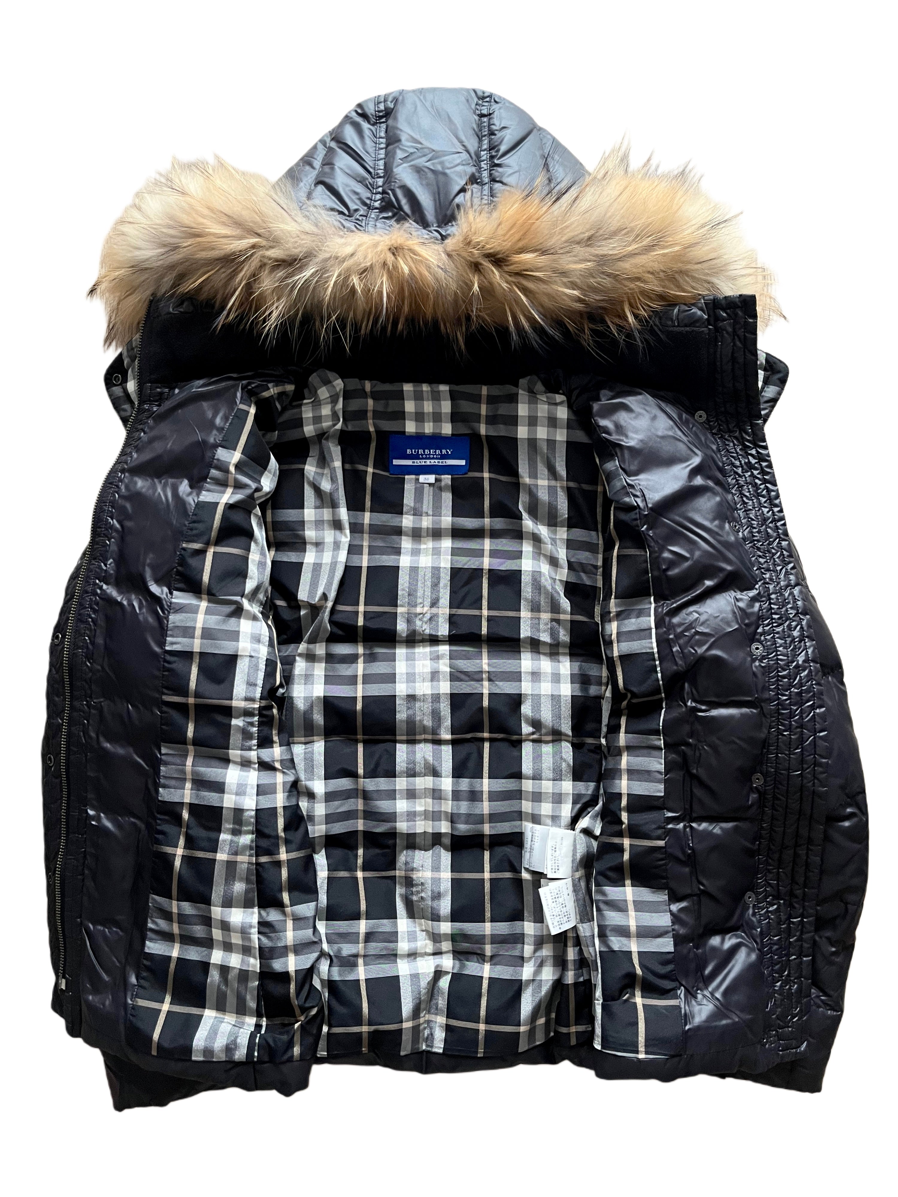 00’s BURBERRY made in Japan real fur down jacket (XS/S) women’s - black