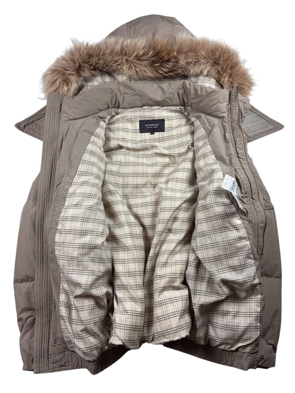 00’s BURBERRY Black Label real fur down jacket (M/L) - light brown