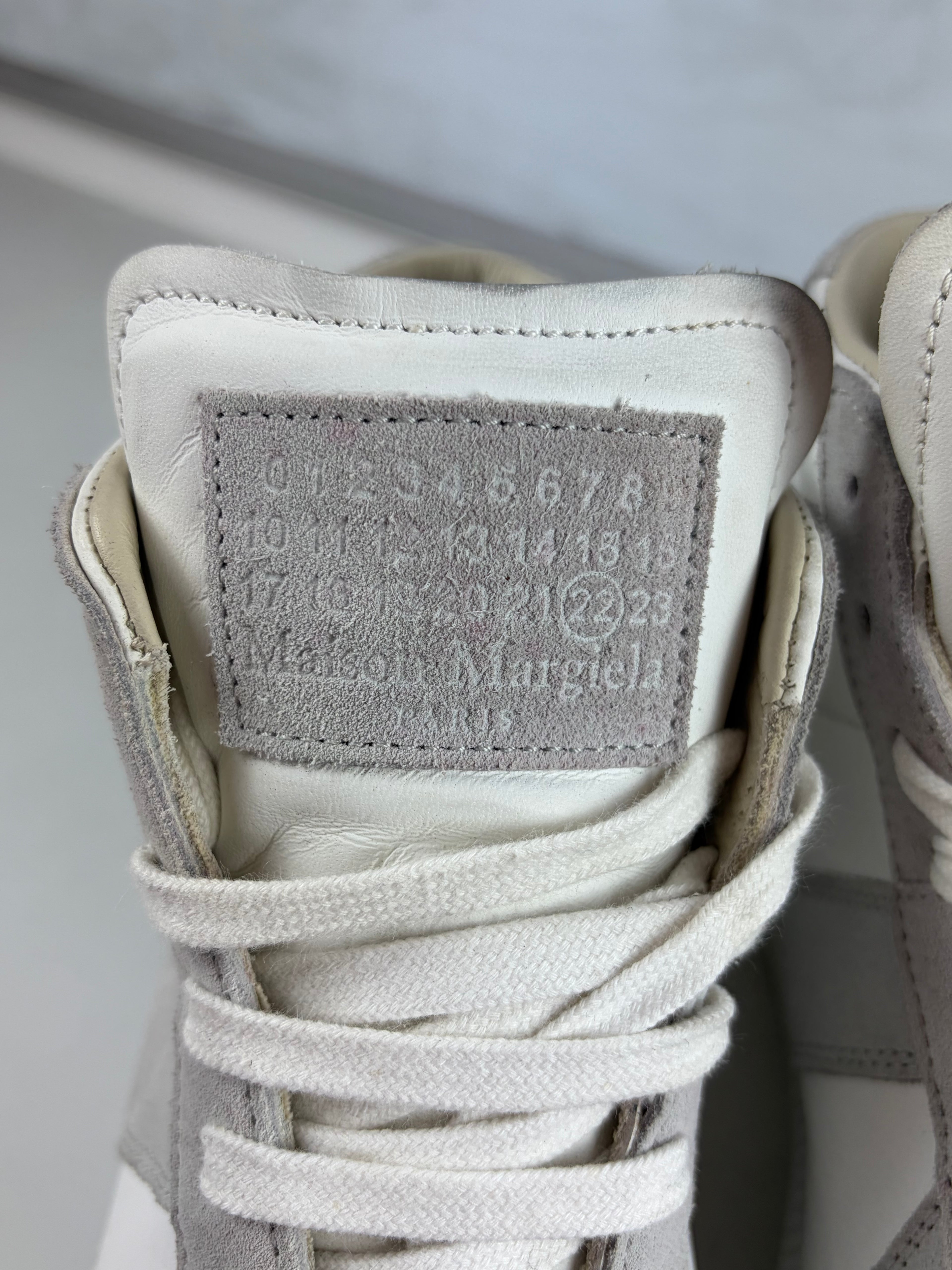 Maison Margiela high top suede & leather gats - eu 40 / us 7 - white