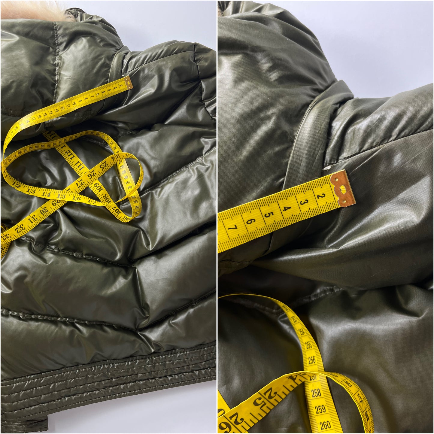 00’s BURBERRY made in Japan real fur down jacket (S/M) - dark green