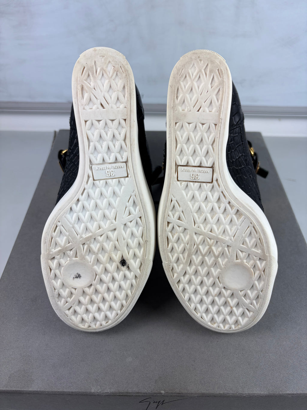 Giuseppe Zanotti black croc-embossed leather wedge sneakers - eu 36 / us 6