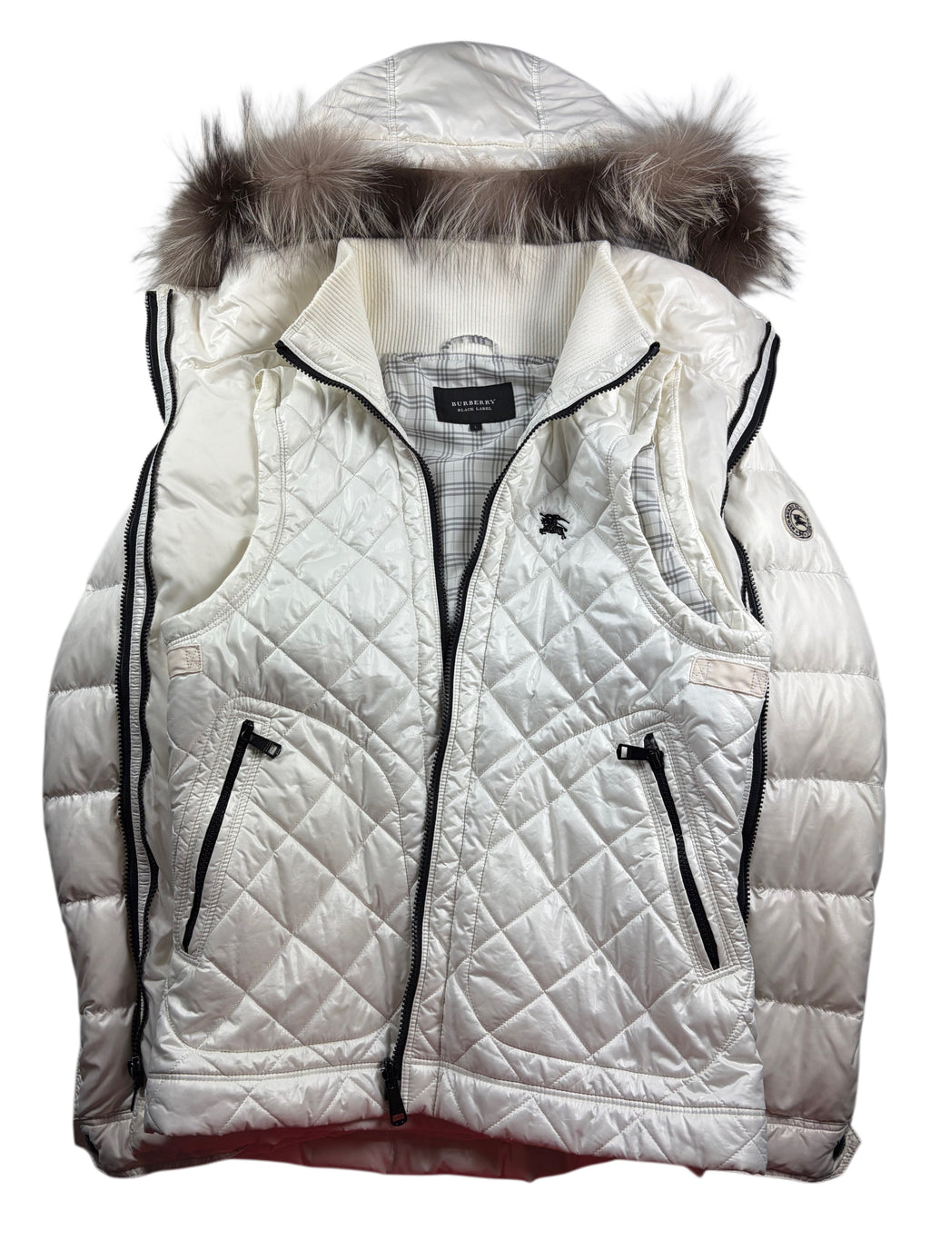00’s BURBERRY Black Label 2 in 1 real fur down jacket (M/L) - white