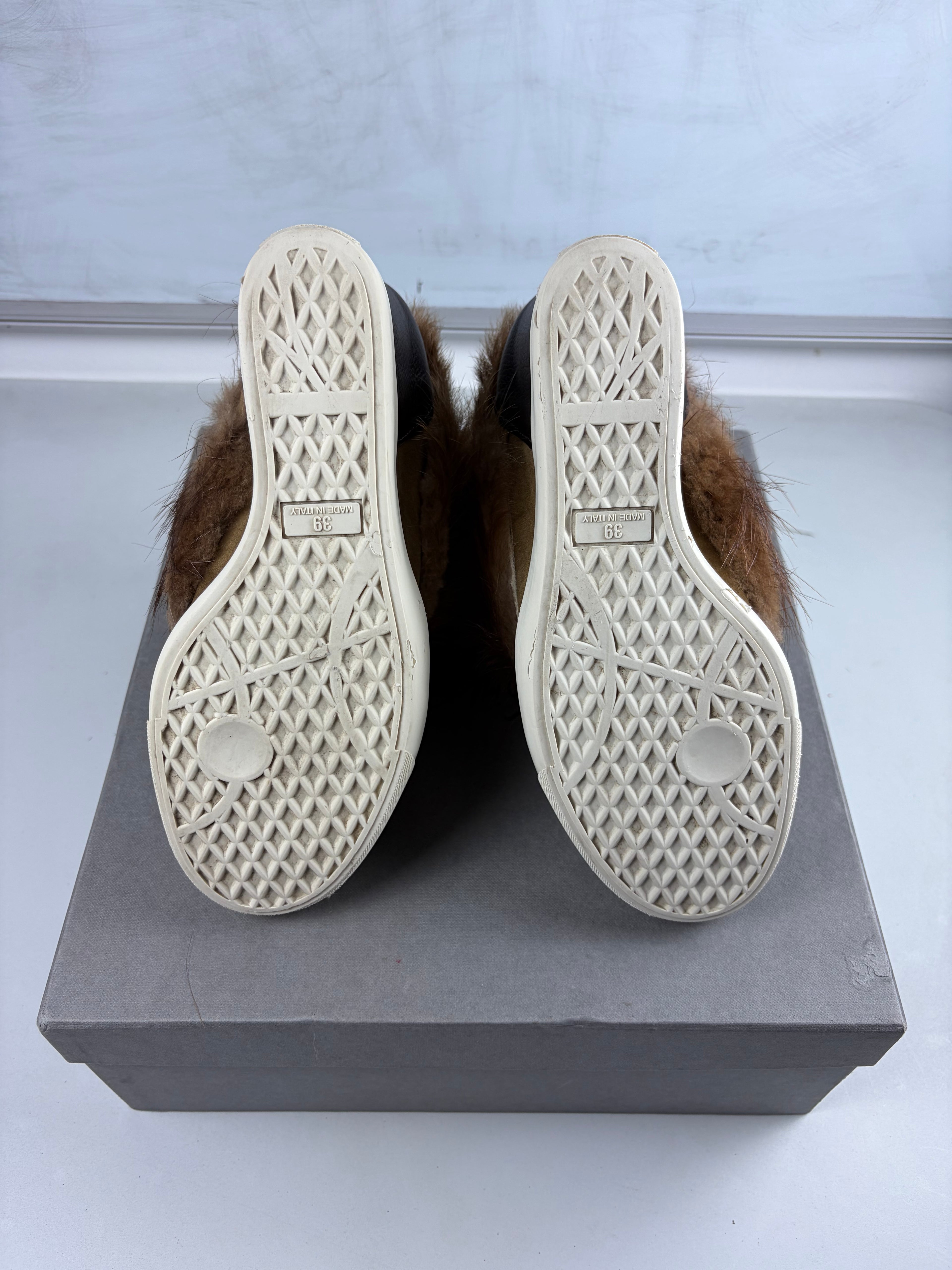 2012 Giuseppe Zanotti fur wedge sneakers - eu 39 / uk 6 / us 8 - brown