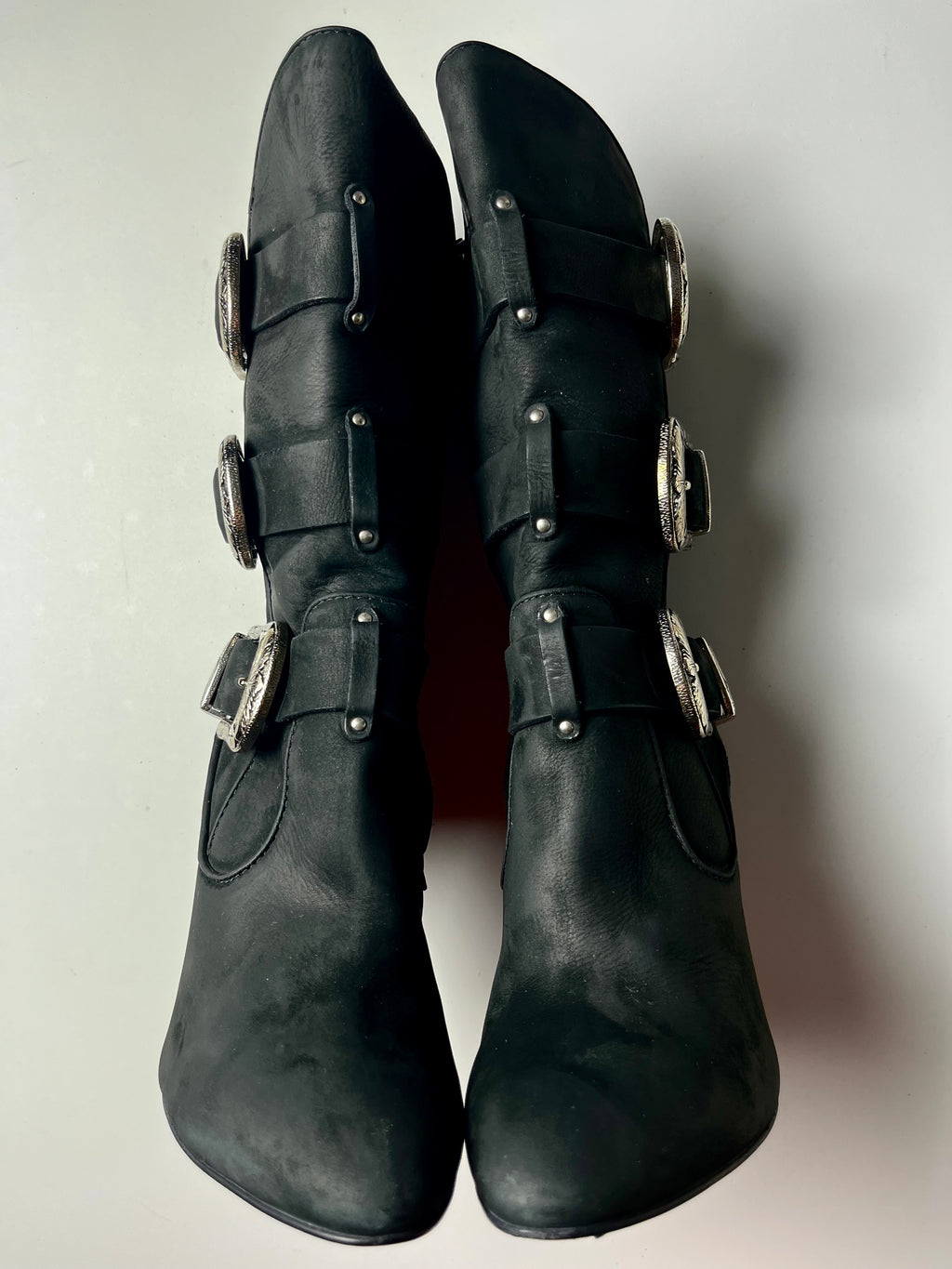 Giuseppe Zanotti x BALMAIN leather buckle boots - EU 37 1/2 - black