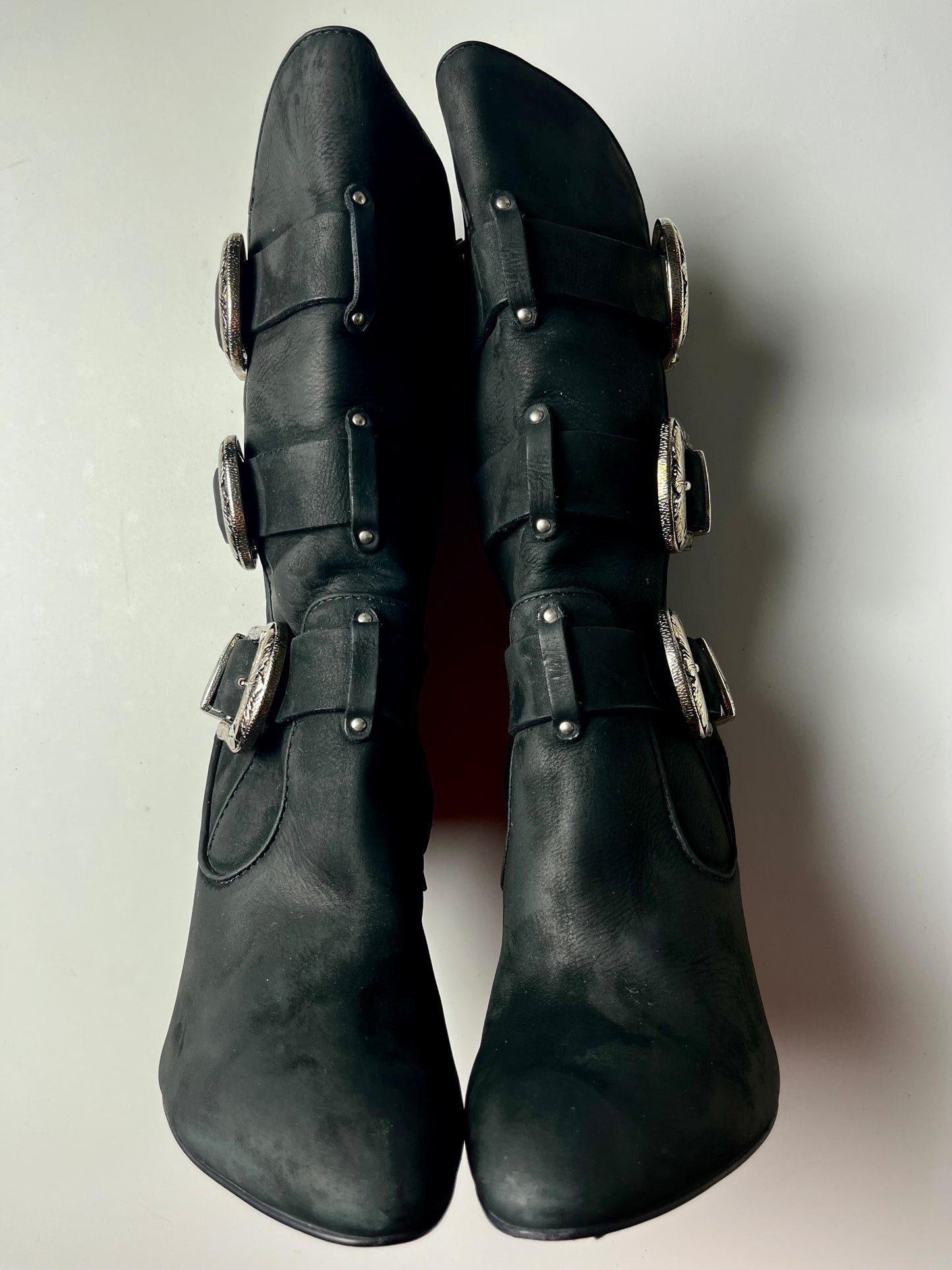 Giuseppe Zanotti x BALMAIN leather buckle boots - EU 37 1/2 - black