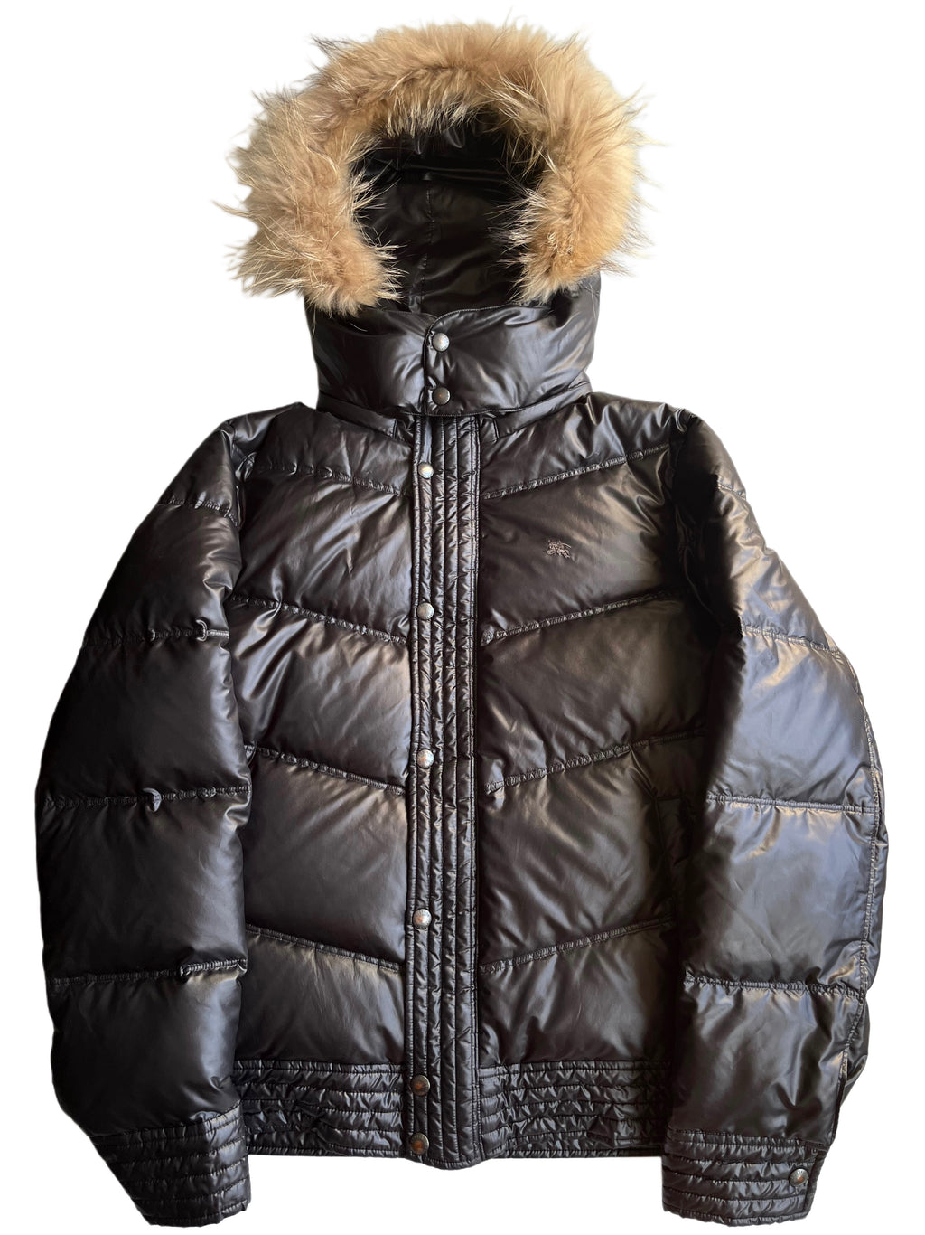 00’s BURBERRY made in Japan real fur down jacket (S/M) - black