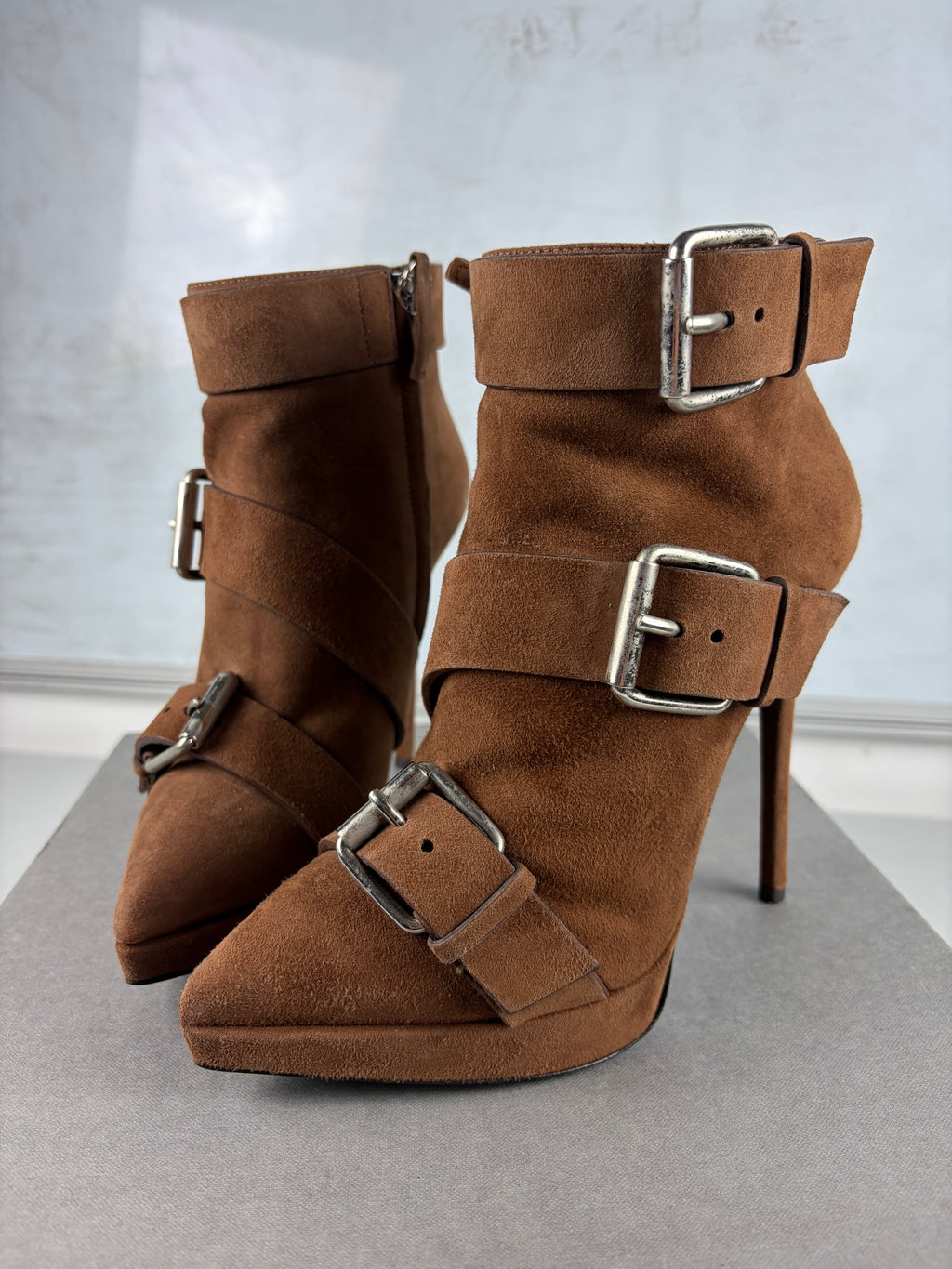 Giuseppe Zanotti ‘Emy’ suede ankle boots - eu 37.5 / us 7.5 / uk 4.5 - brown