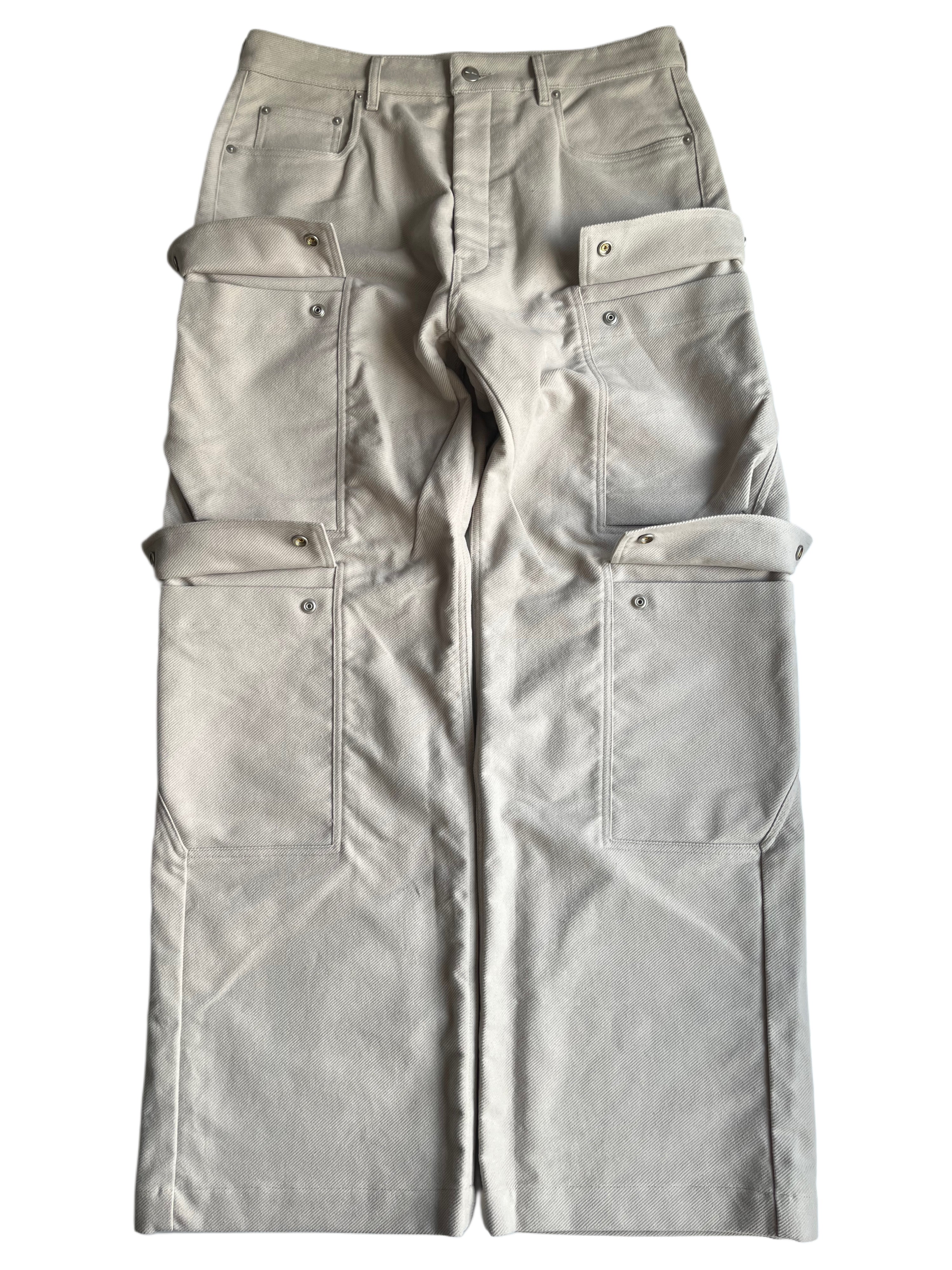 RICK OWENS CONCORDIANS DOUBLE CARGO JEANS - W32 - light gray