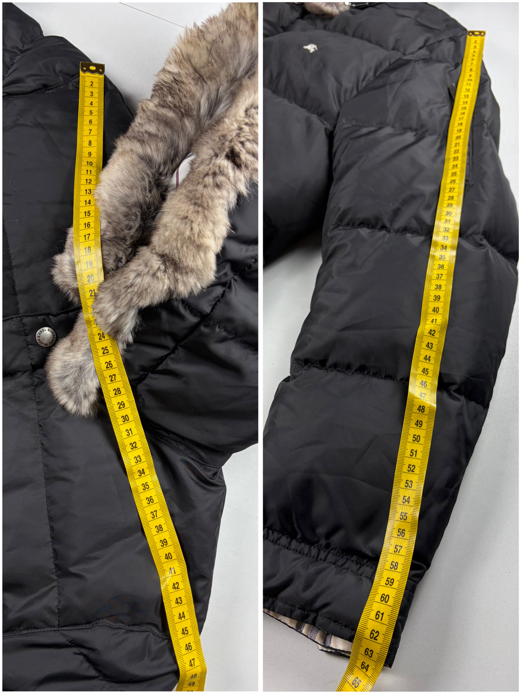 00’s BURBERRY Black Label real fur down jacket (M/L) - black