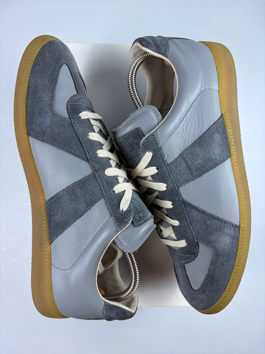Maison Margiela low top suede & leather gats - eu 44 / us 11 - grey
