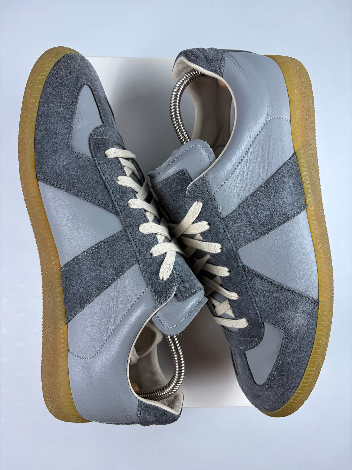 Maison Margiela low top suede & leather gats - eu 44 / us 11 - grey