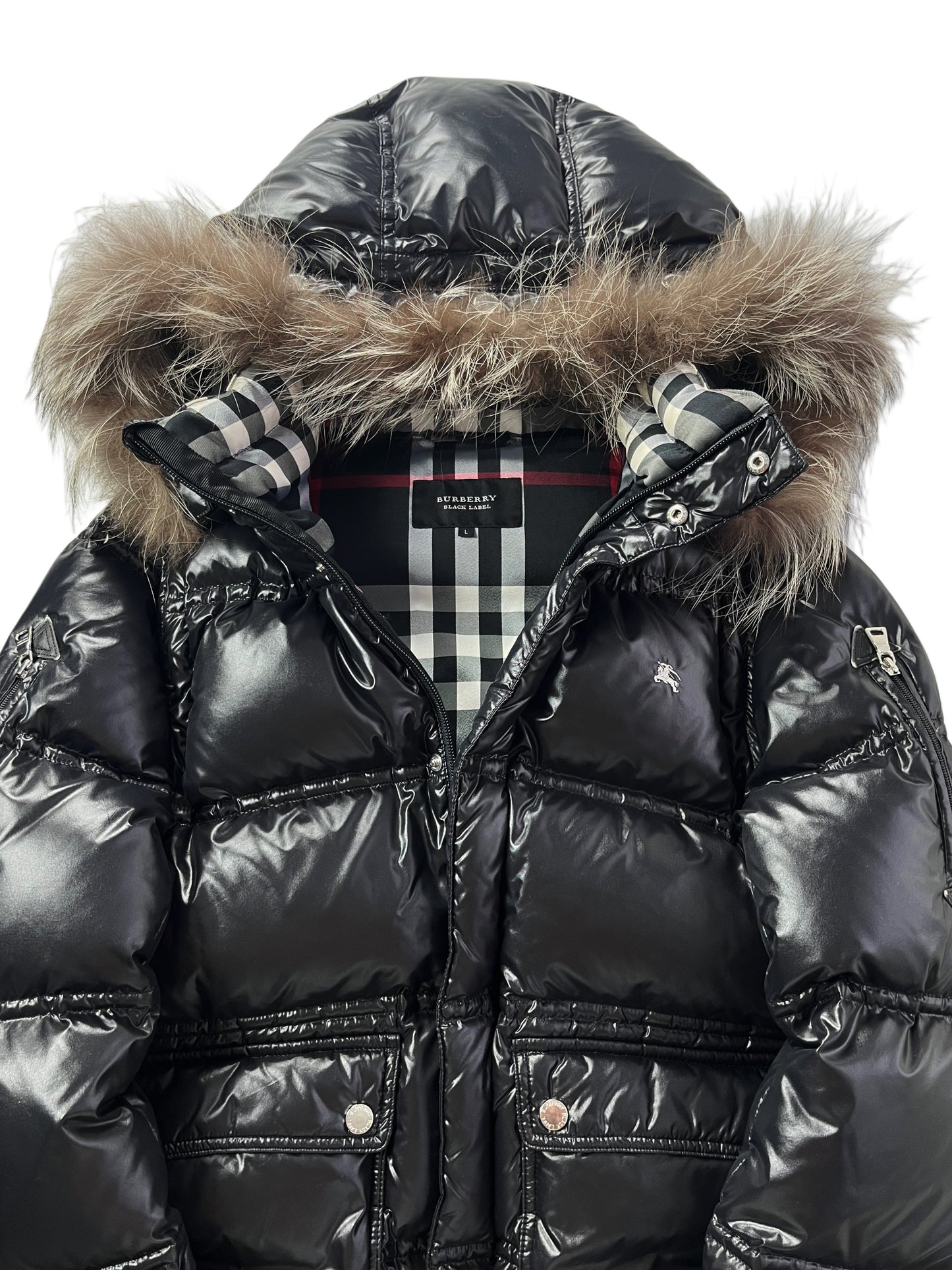 00’s BURBERRY made in Japan real fur down jacket (M/L) - black
