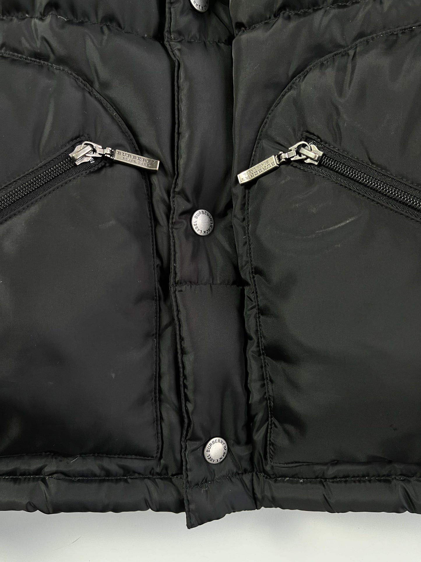 00’s BURBERRY made in Japan real fur down jacket (S/M) - black