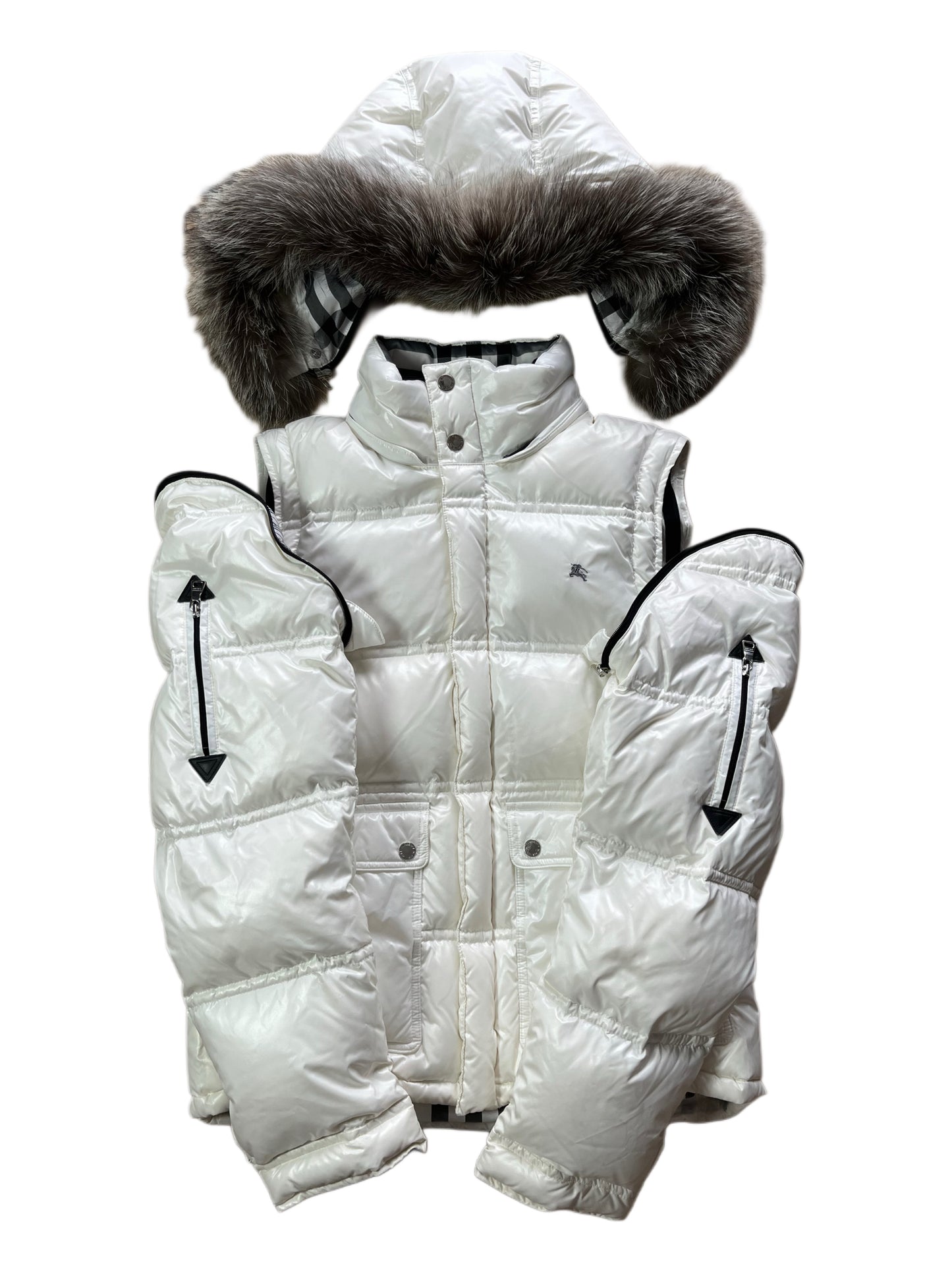 00’s BURBERRY made in Japan real fur down jacket (S/M) - white