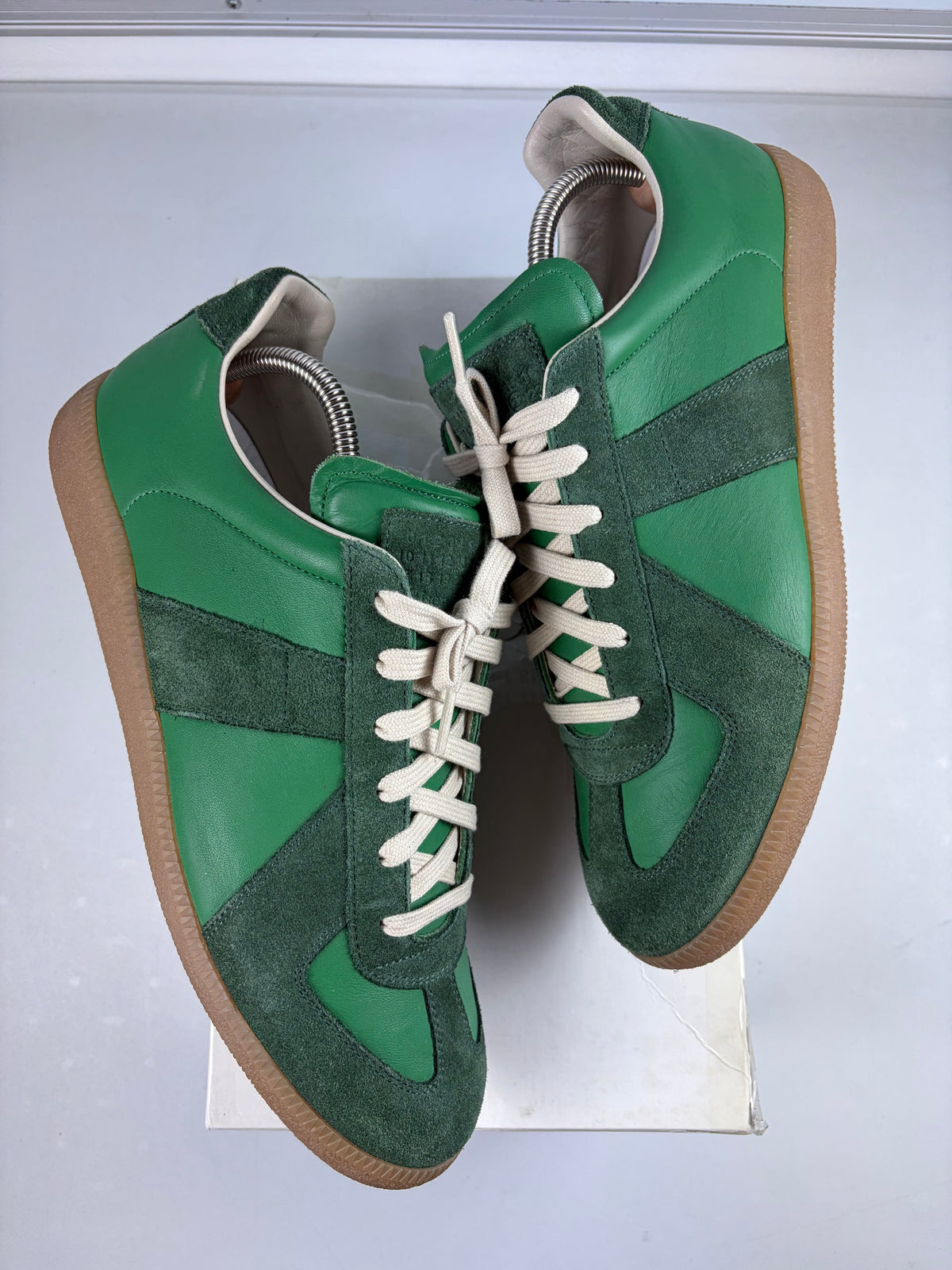 Maison Margiela low top suede & leather gats - eu 44 / us 11 - green