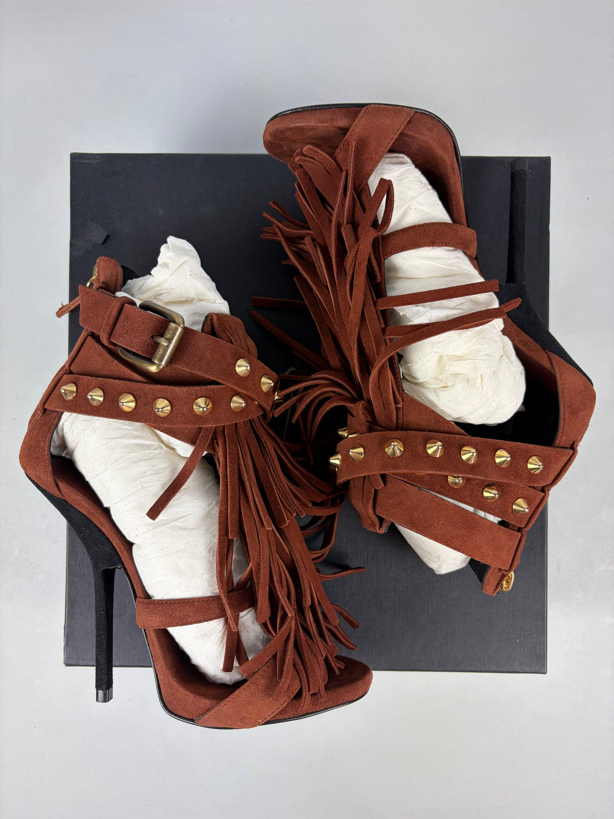 Giuseppe Zanotti ‘Alien’ brown suede fringe sandals - eu 37 / us 7 / uk 4
