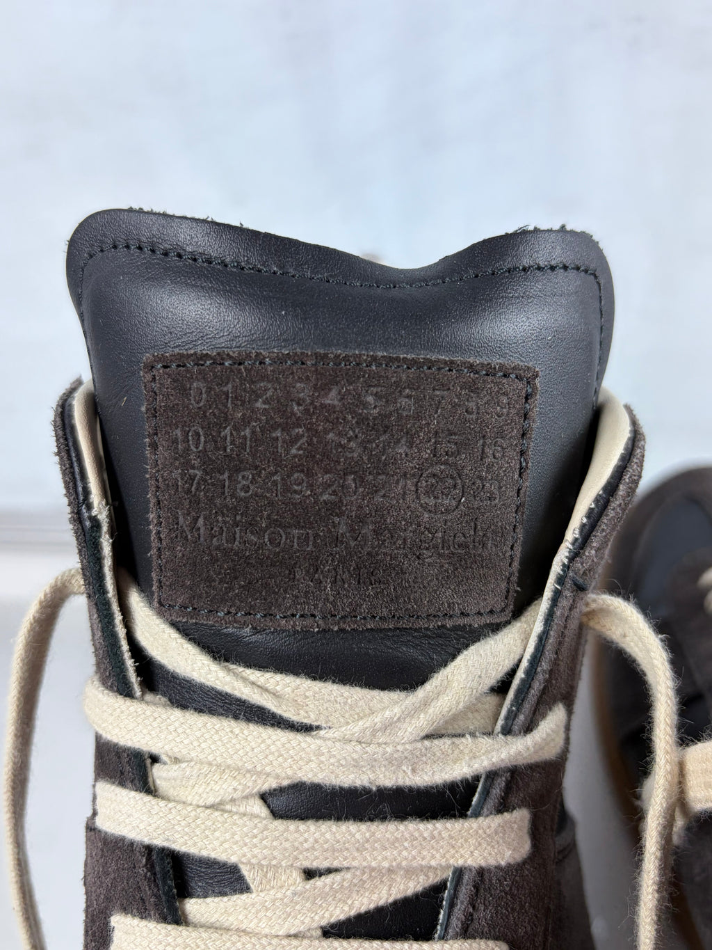 Maison Margiela high top suede & leather gats - eu 44 / us 11 - brown