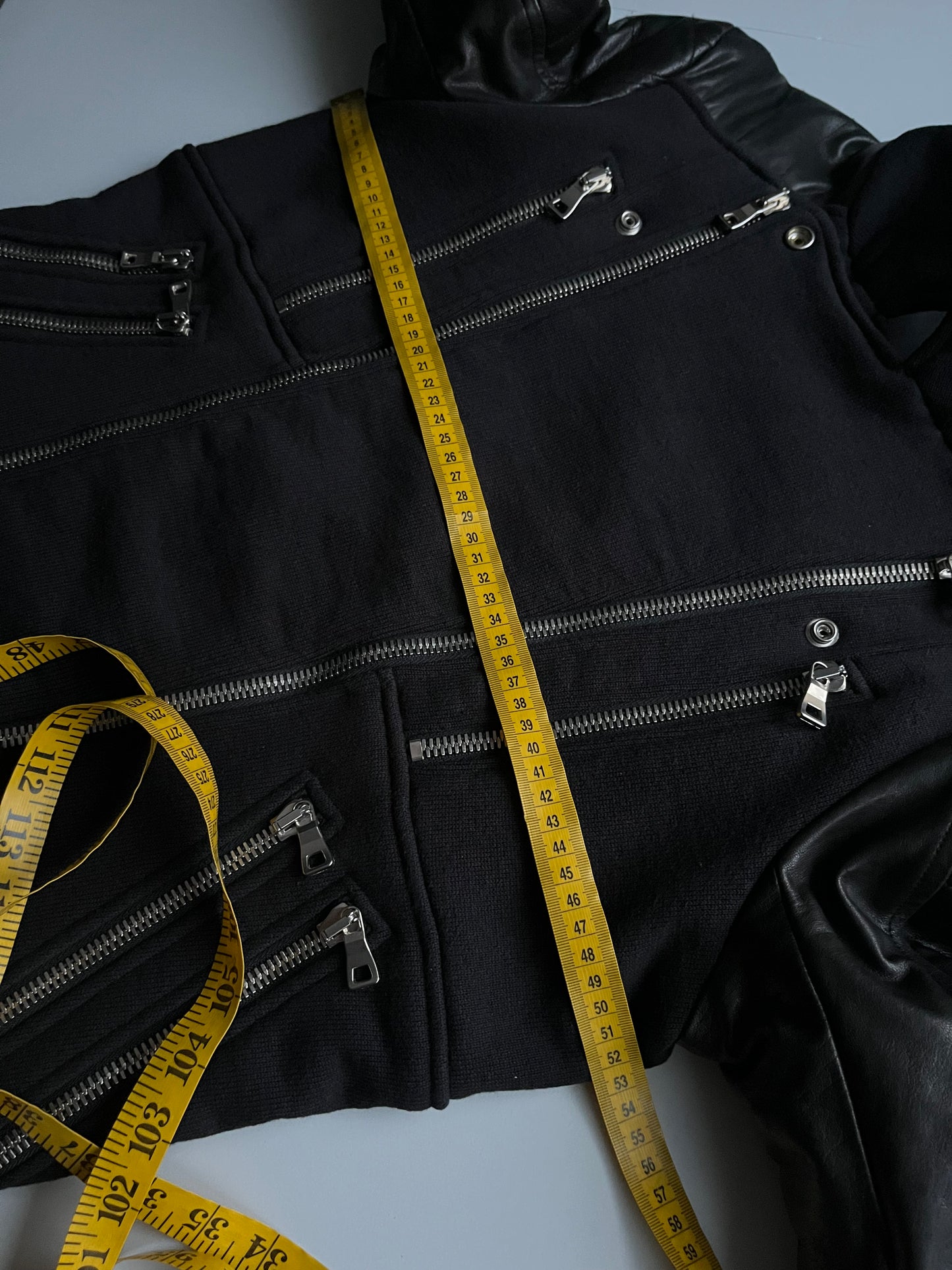 2015 BALMAIN leather & cotton biker jacket - size M - black