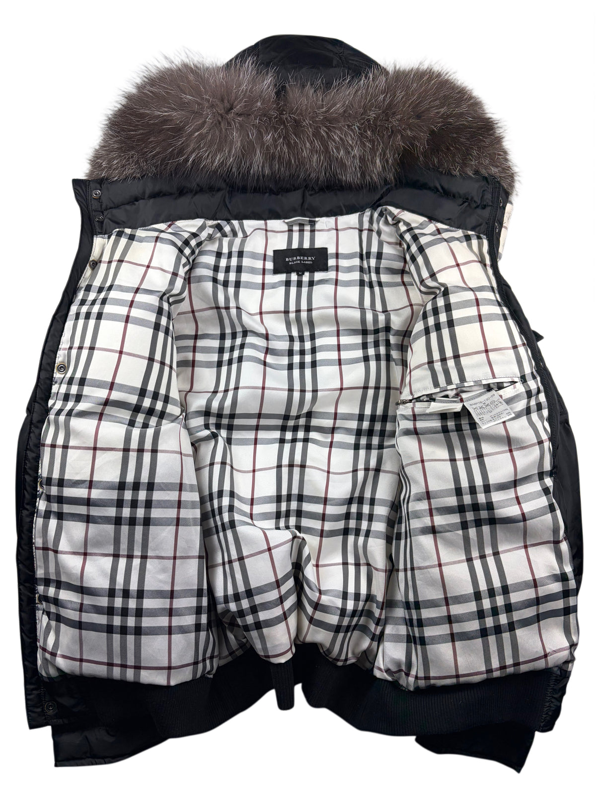 00’s BURBERRY Black Label real fur down jacket (S/M) - black