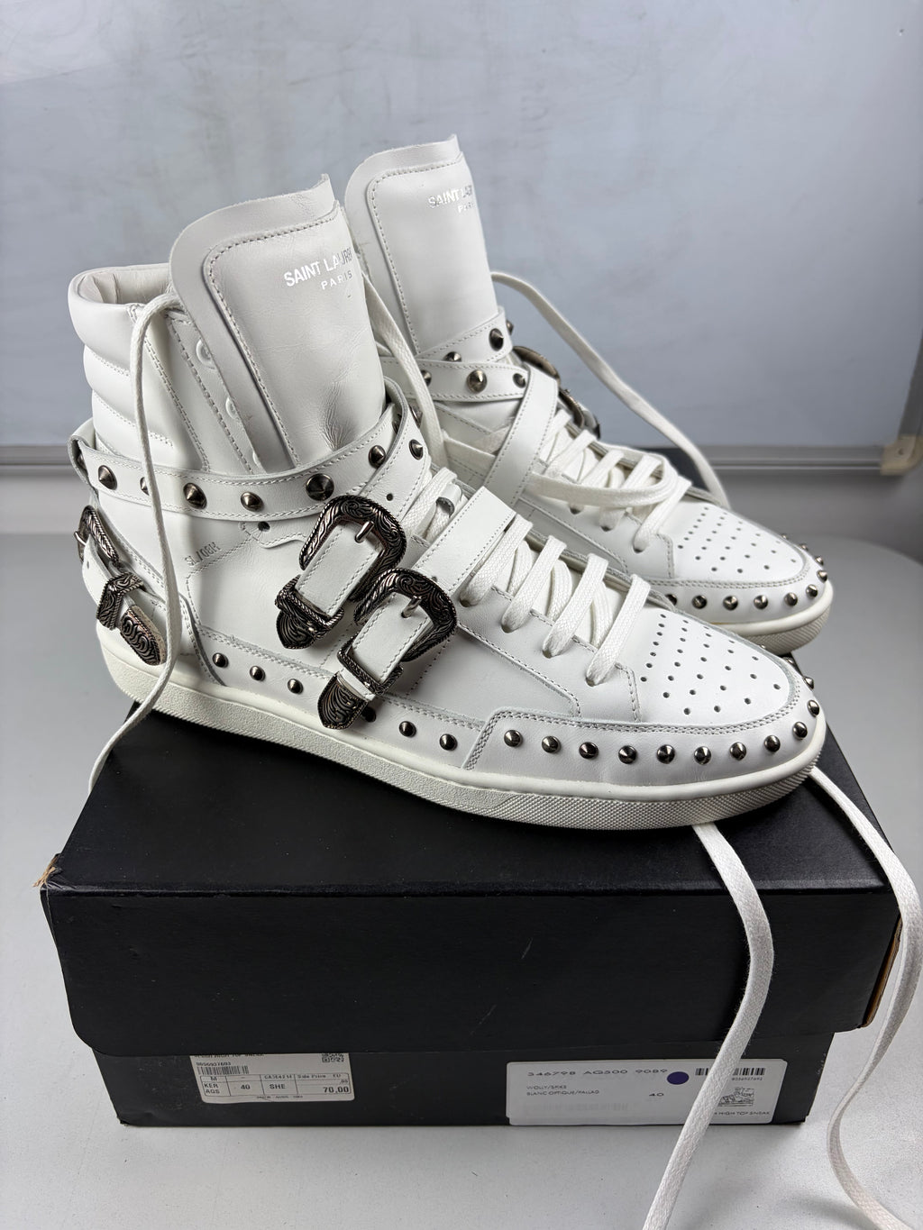 Saint Laurent SL/08H Wolly Spike high-tops - eu 40 / us 7 / uk 6 - white - brand new